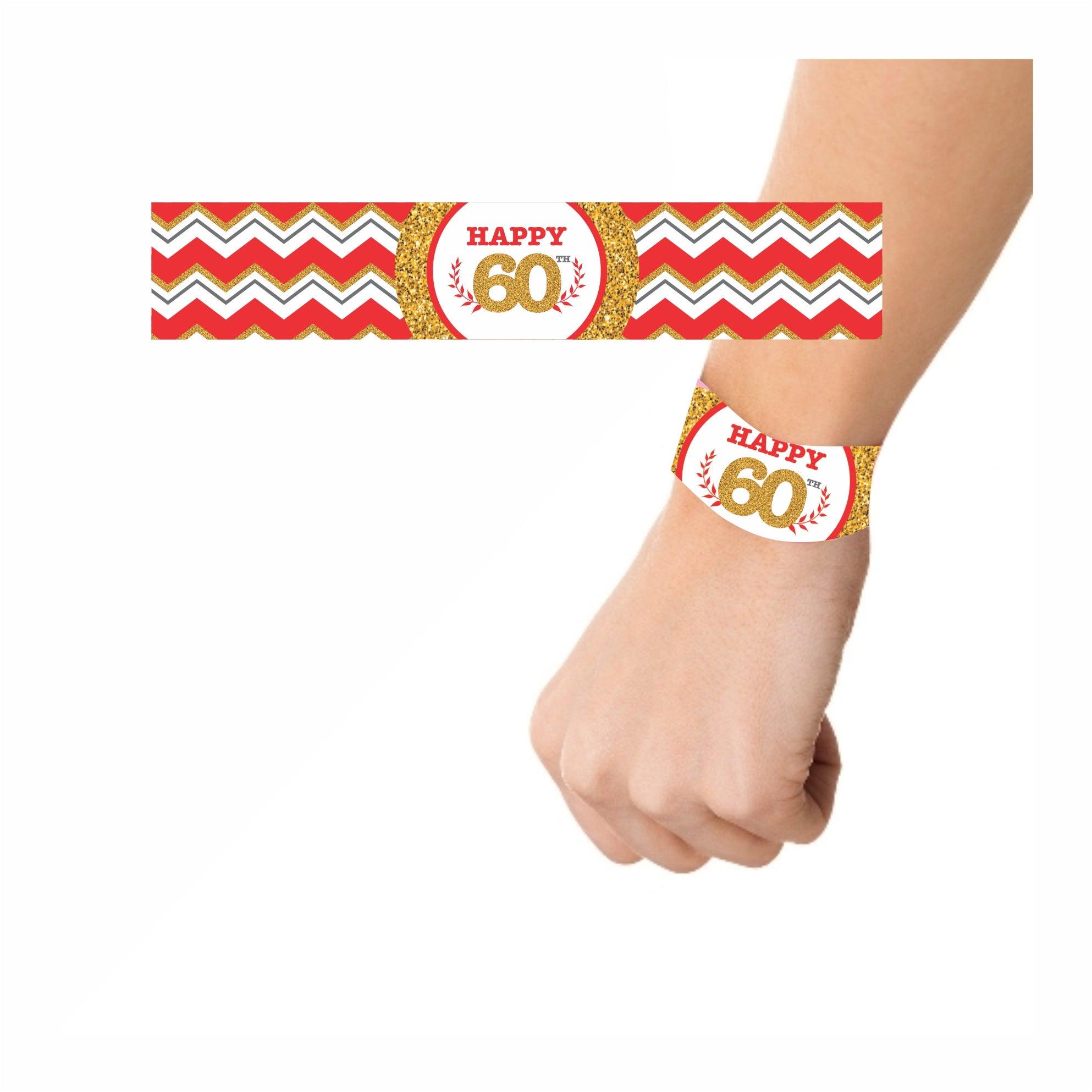 60th Birthday Theme Wrist bands - Pack of 10 THEME PARTIES Pretty UR Party