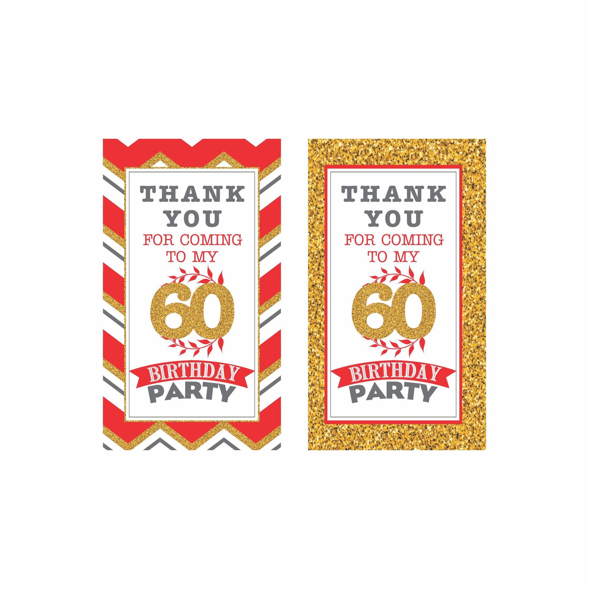 60th Birthday Theme Thank you Tags THEME PARTIES Pretty UR Party