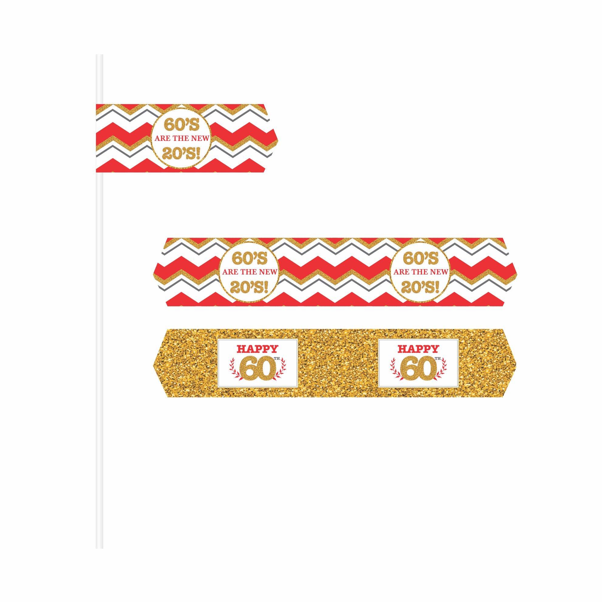 60th Birthday Theme Drink Straws THEME PARTIES Pretty UR Party