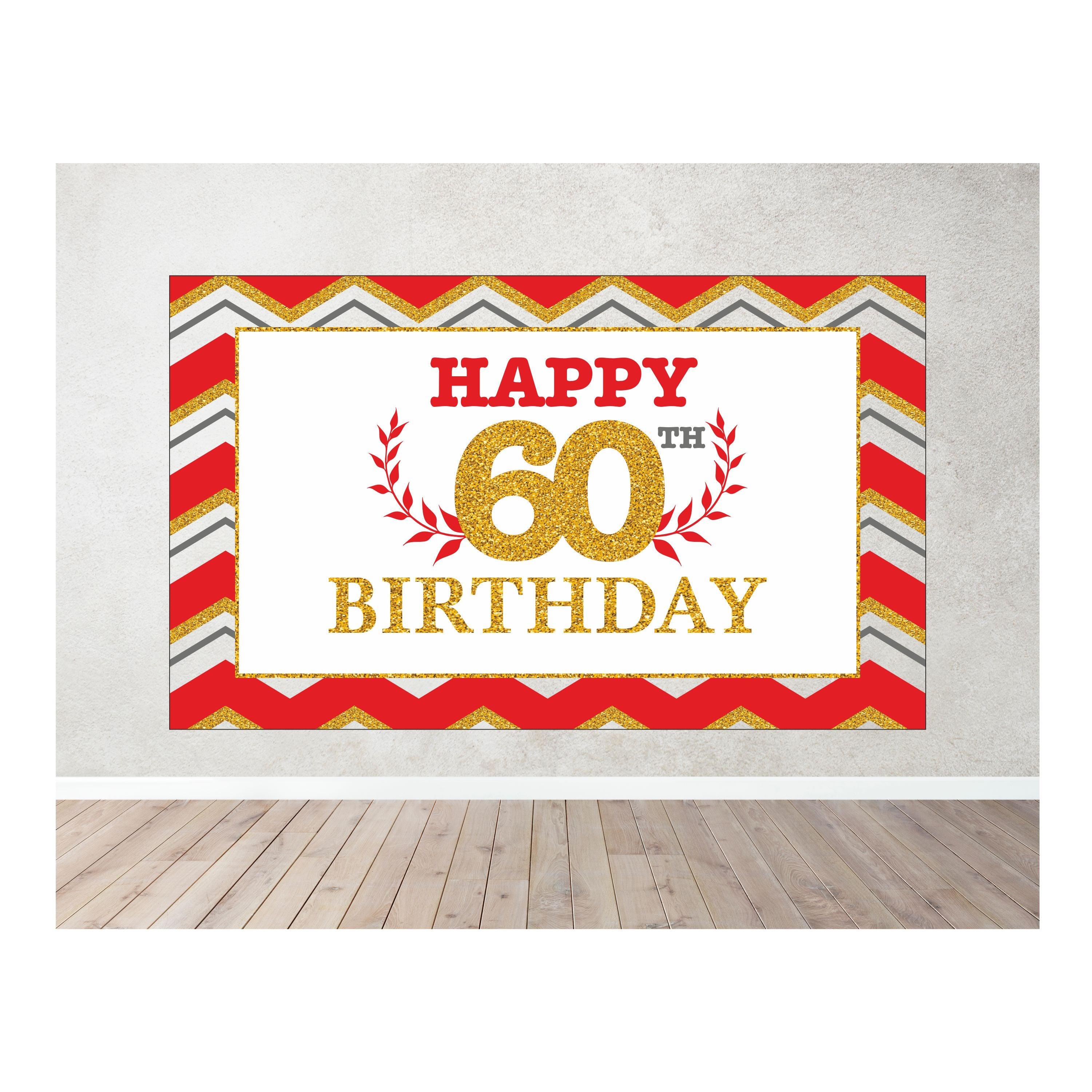 60th Birthday Theme Backdrop PERSONALISED Pretty UR Party