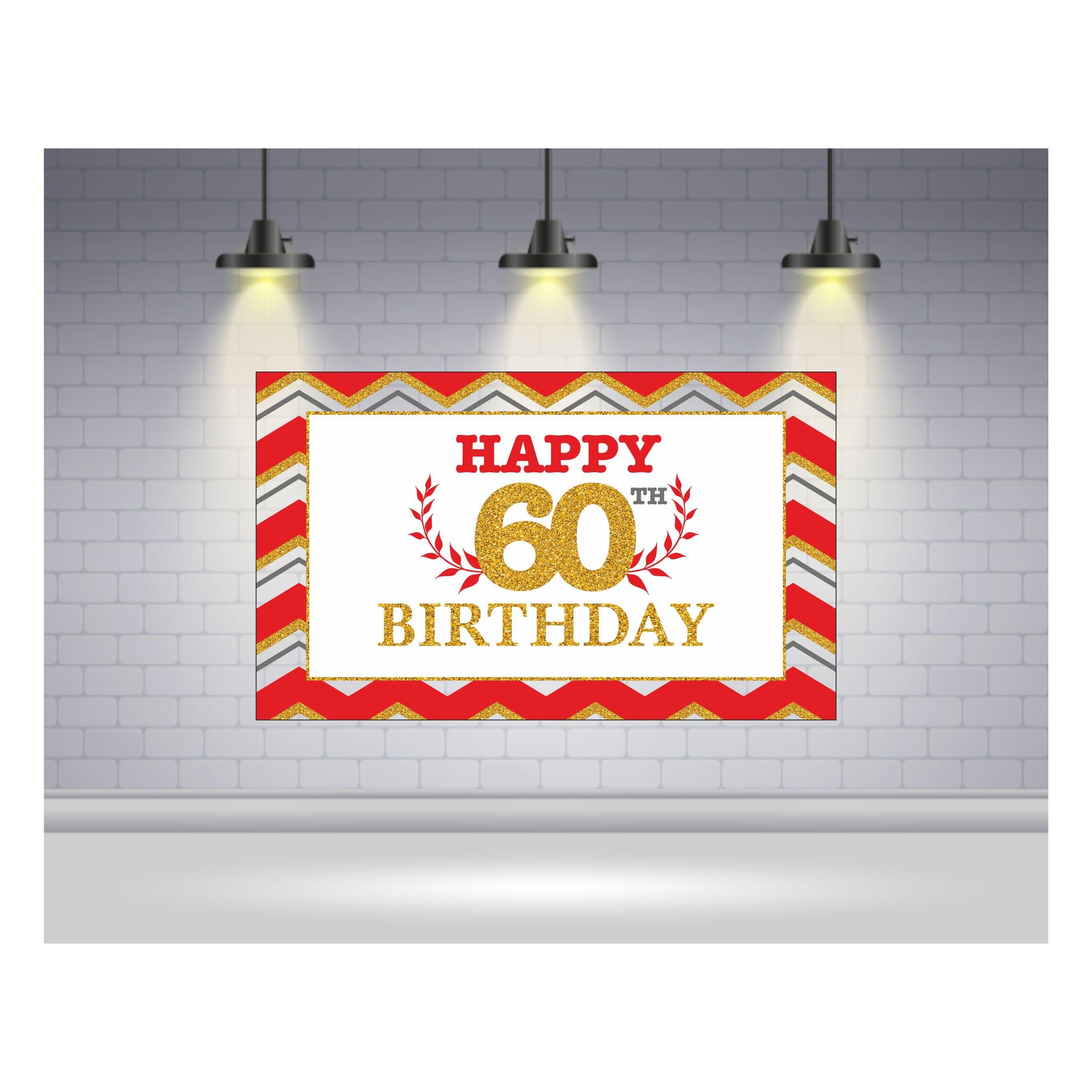 60th Birthday Theme Backdrop PERSONALISED Pretty UR Party