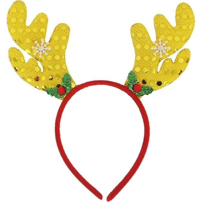 Christmas Red Glitter Reindeer Antlers Headband - Pack of 1 ACCESSORIES Pretty UR Party