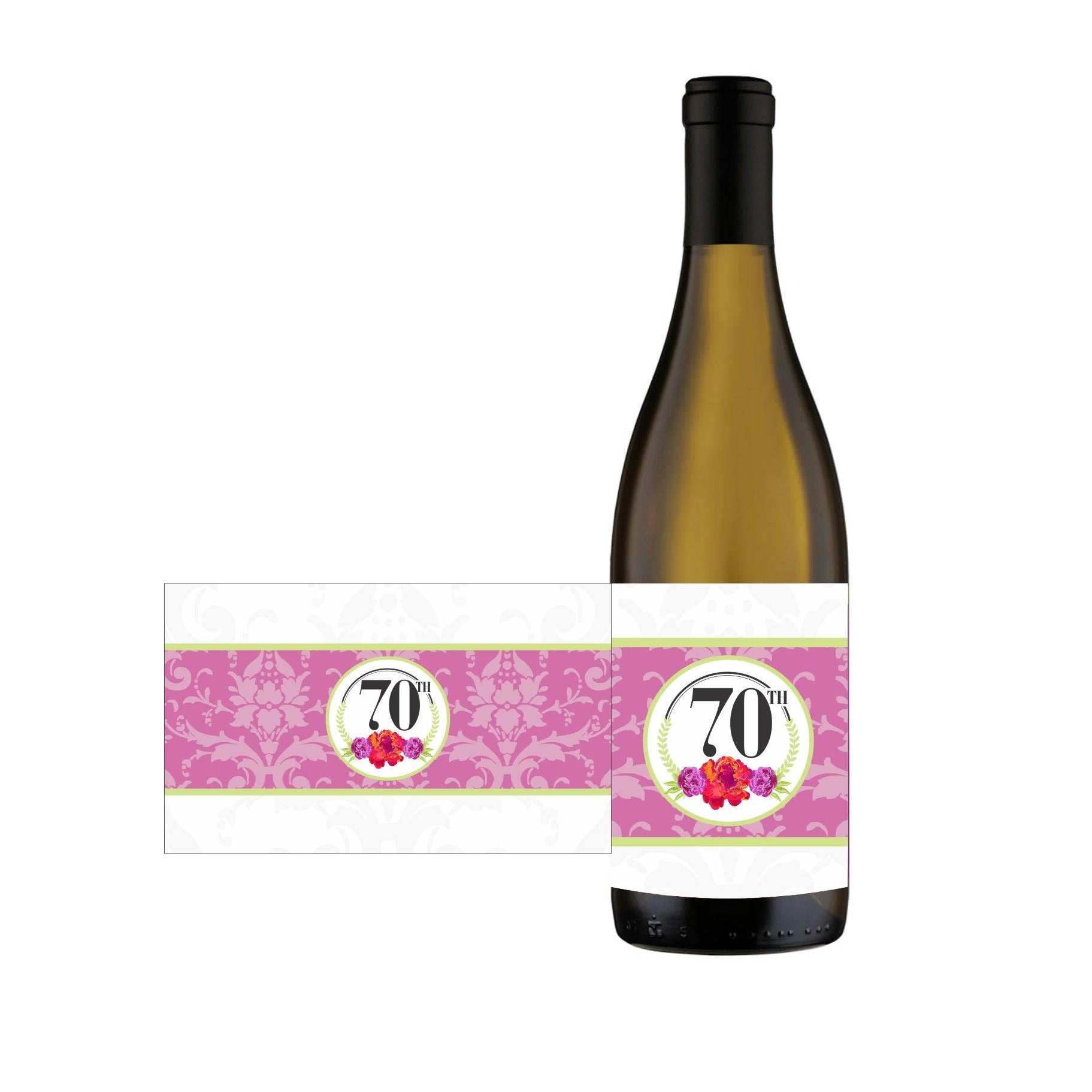 70th Birthday Champagne / Wine Label GIFT FOR ALL Pretty UR Party