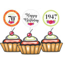 70th Birthday Theme Cupcake / Food Toppers THEME PARTIES Pretty UR Party