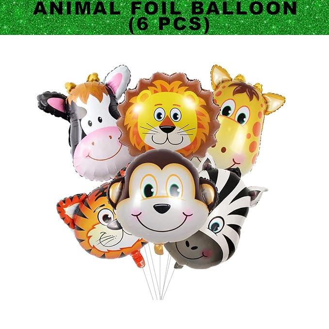Jungle theme Foil Balloons - Set of 6 BALLOONS PRETTY UR PARTY
