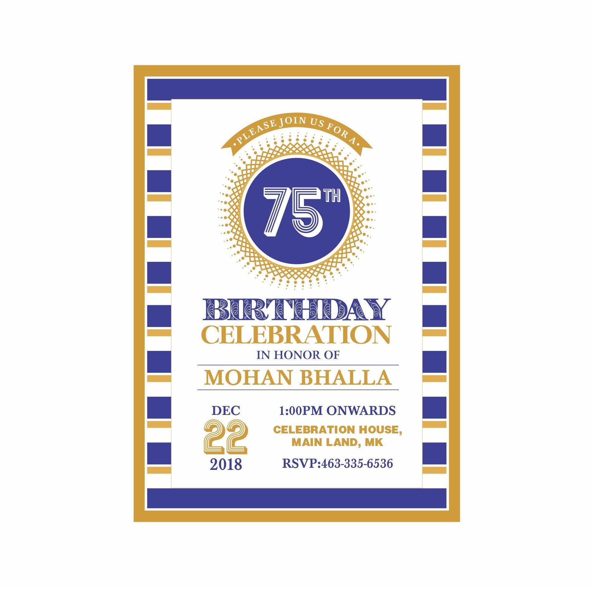 75th Birthday Theme E-Invitations ALL PARTY SUPPLIES Pretty UR Party