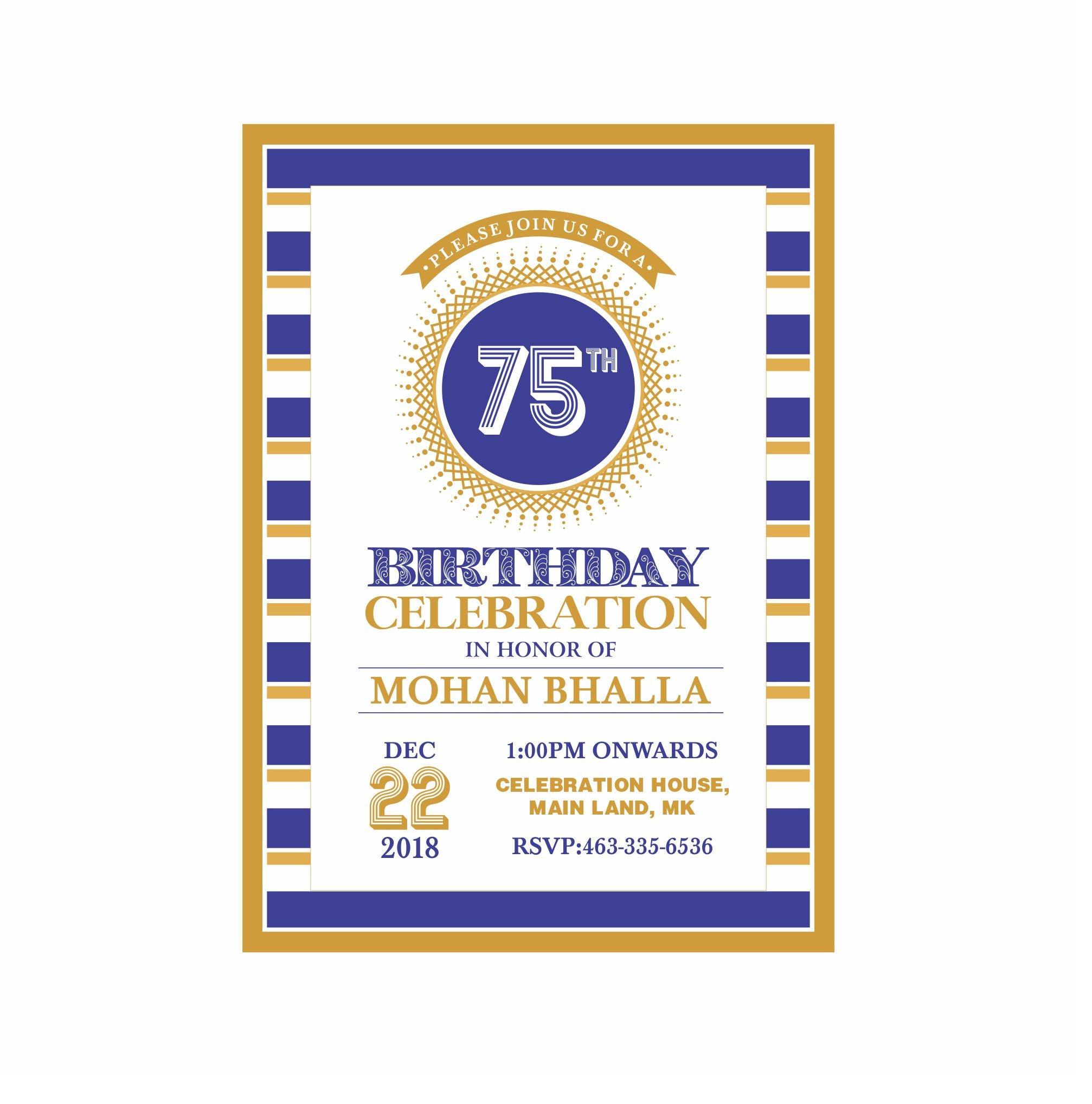 75th Birthday Theme E-Invitations ALL PARTY SUPPLIES Pretty UR Party