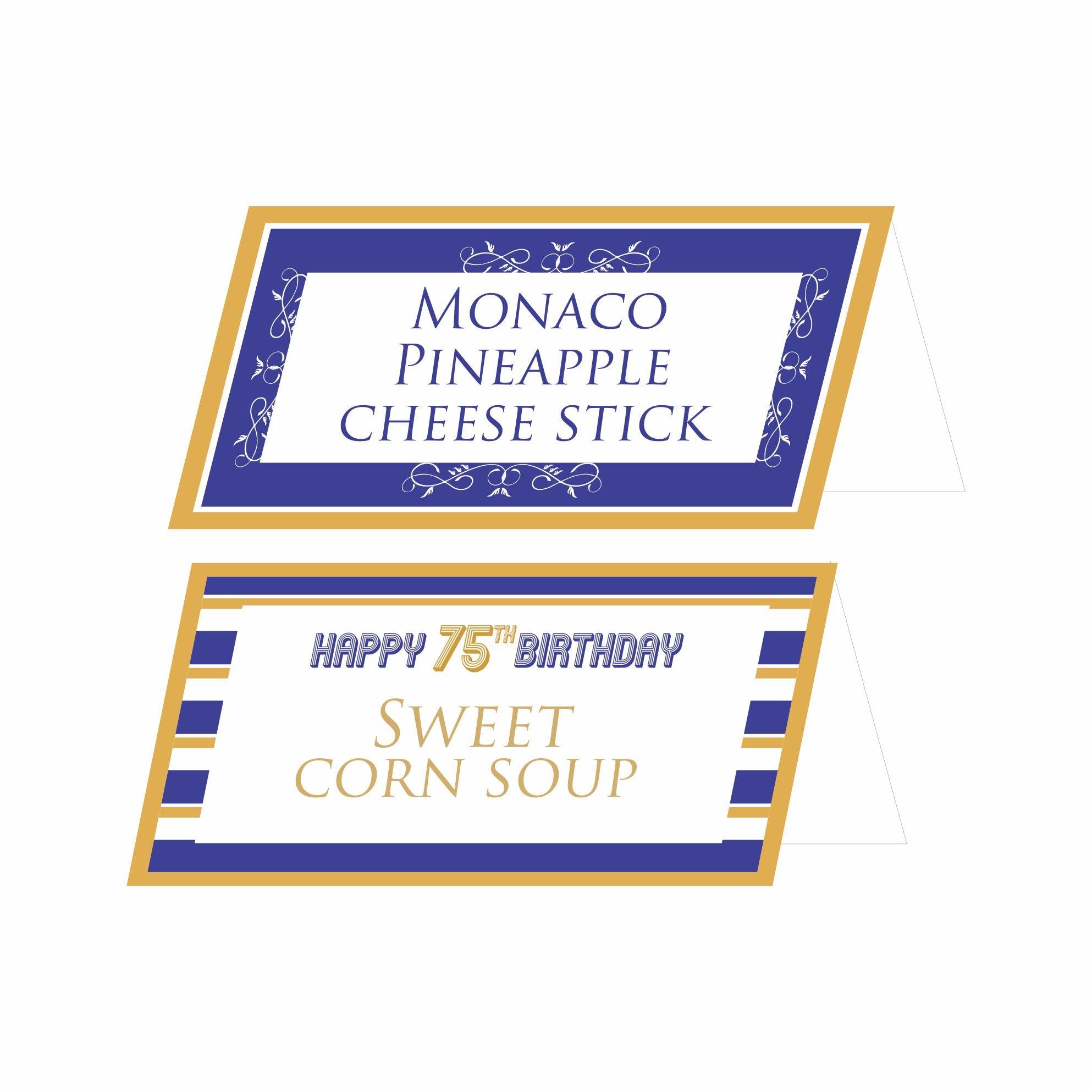 75th Birthday Food Labels / Buffet Table Cards THEME PARTIES Pretty UR Party