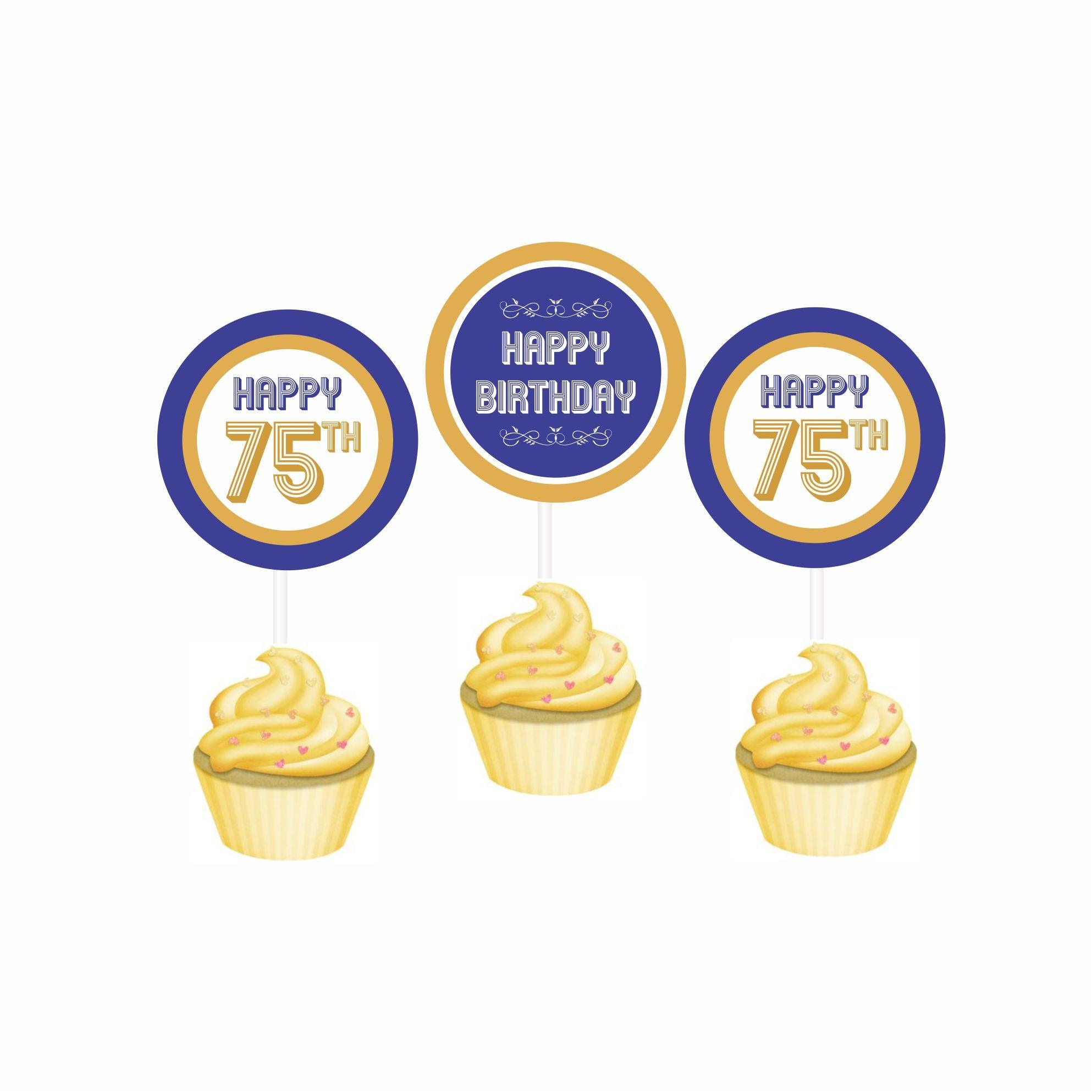 75th Birthday Theme Cupcake / Food Toppers THEME PARTIES Pretty UR Party