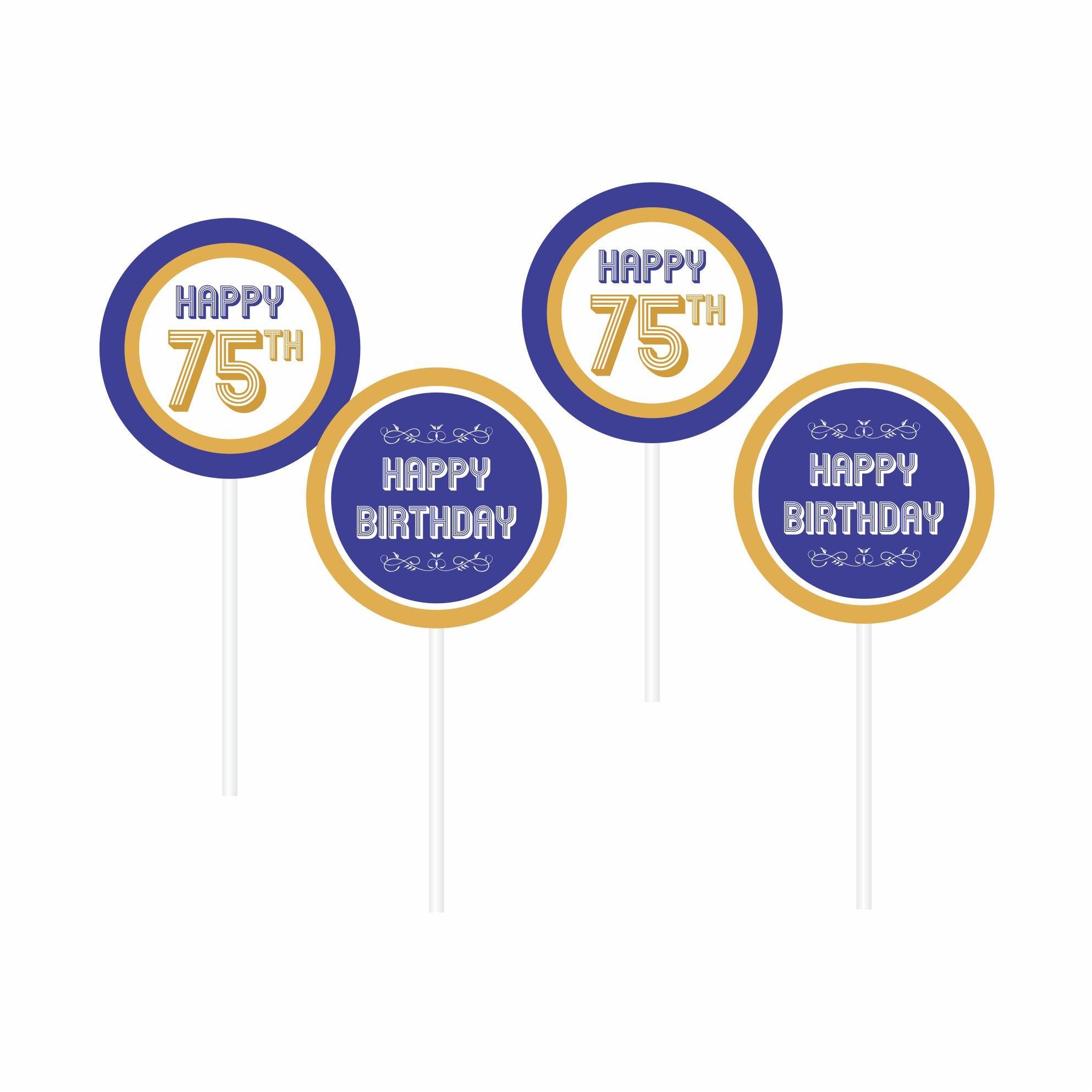 75th Birthday Theme Cupcake / Food Toppers THEME PARTIES Pretty UR Party