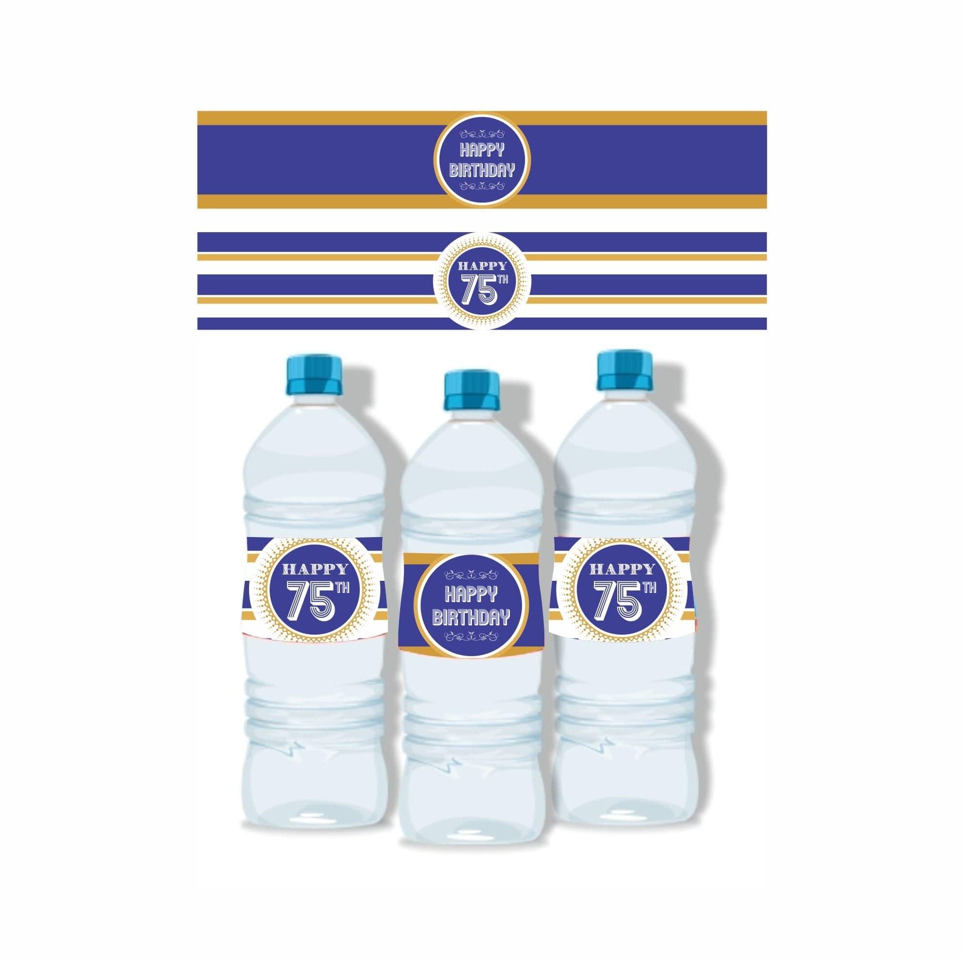 75th Birthday Theme Water Bottle Labels THEME PARTIES Pretty UR Party