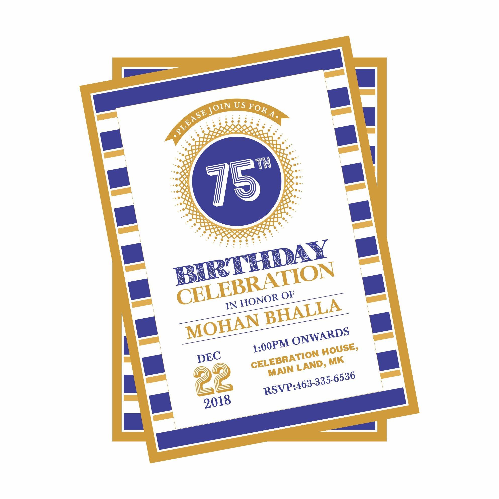 75th Birthday Theme Invitations ALL PARTY SUPPLIES Pretty UR Party