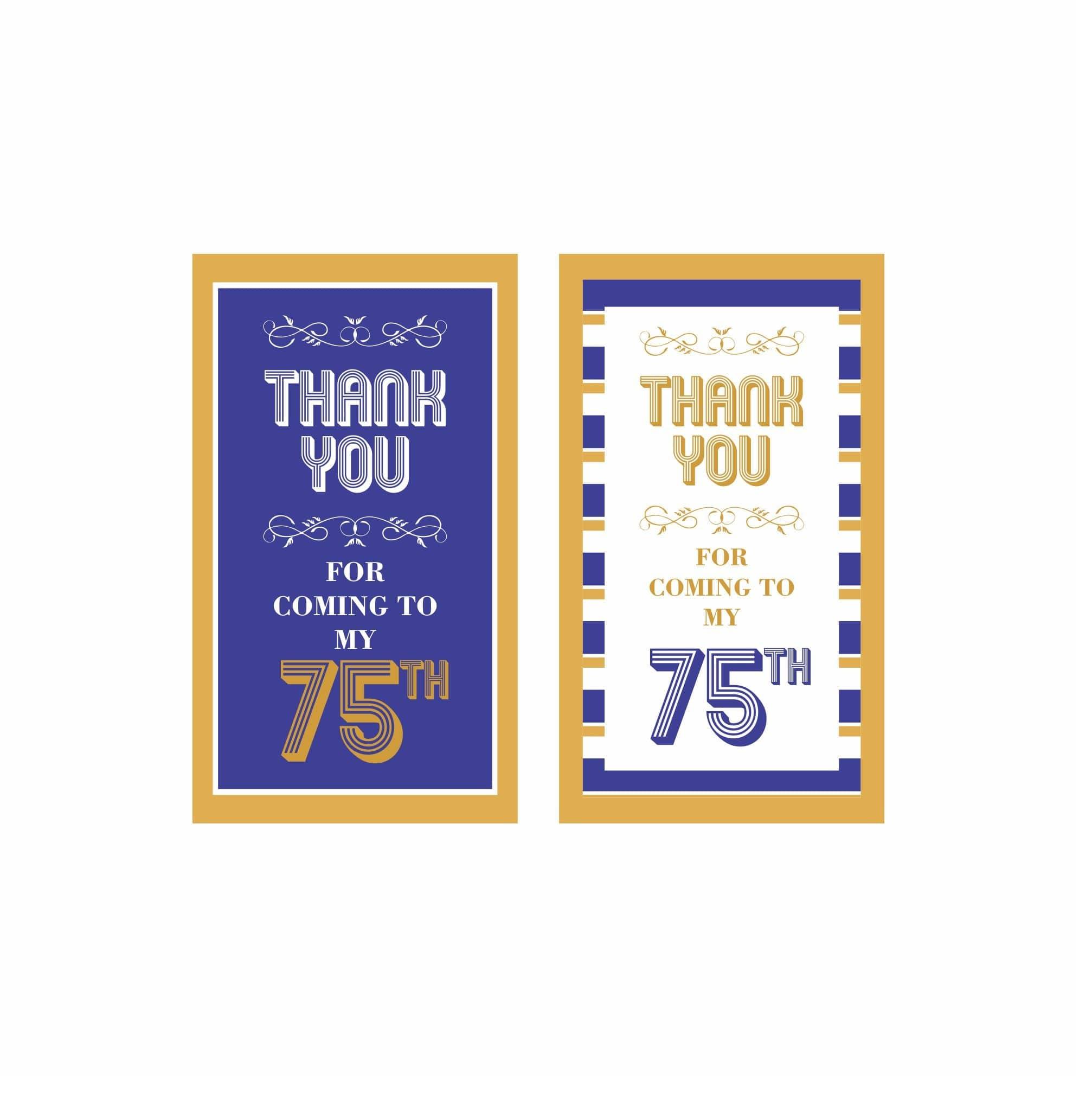 75th Birthday Theme Thank you Tags THEME PARTIES Pretty UR Party 75th Birthday Theme Thank you Tags THEME PARTIES Pretty UR Party
