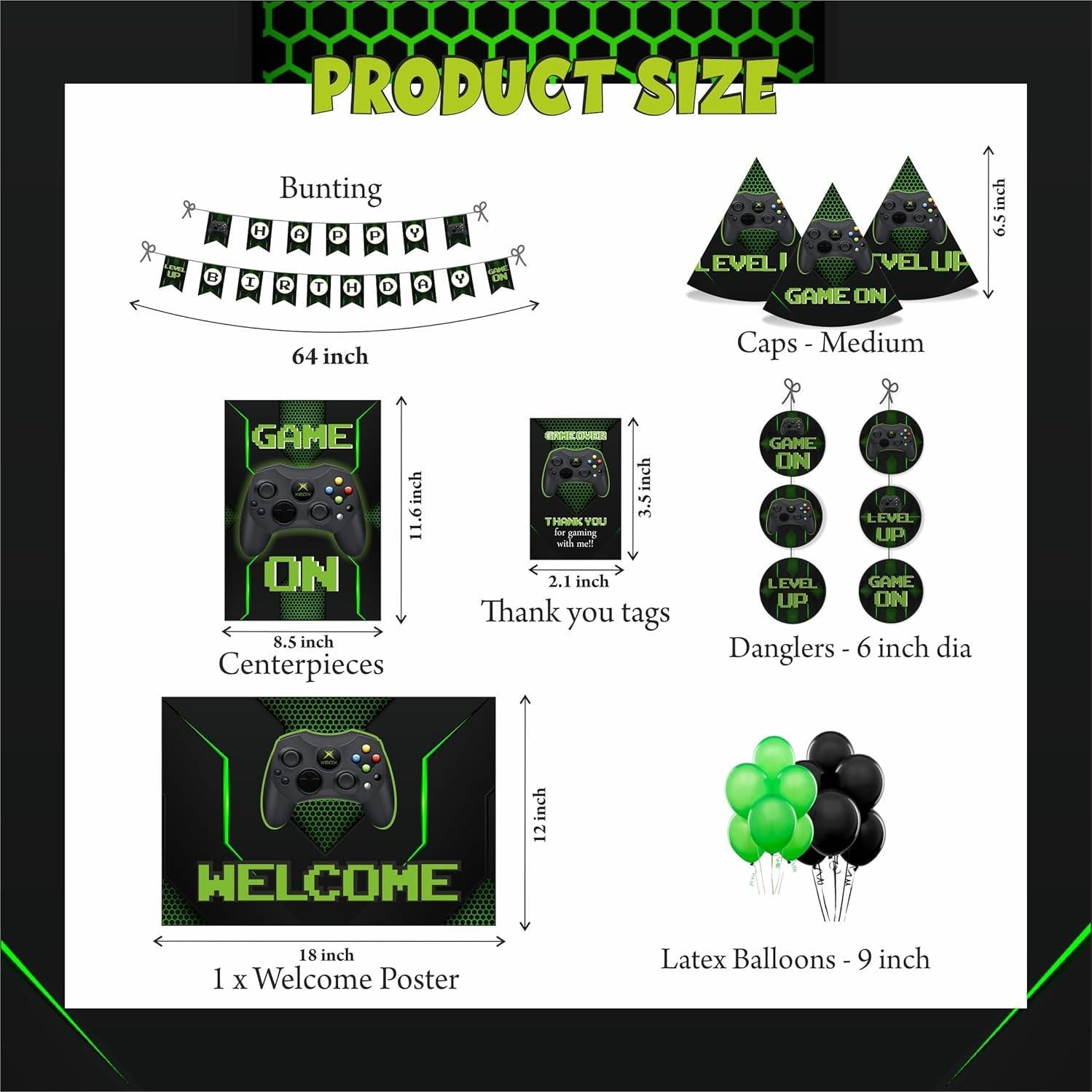 Game On Party Decorations Kit - 80 pcs combo pack THEME PARTIES Pretty UR Party