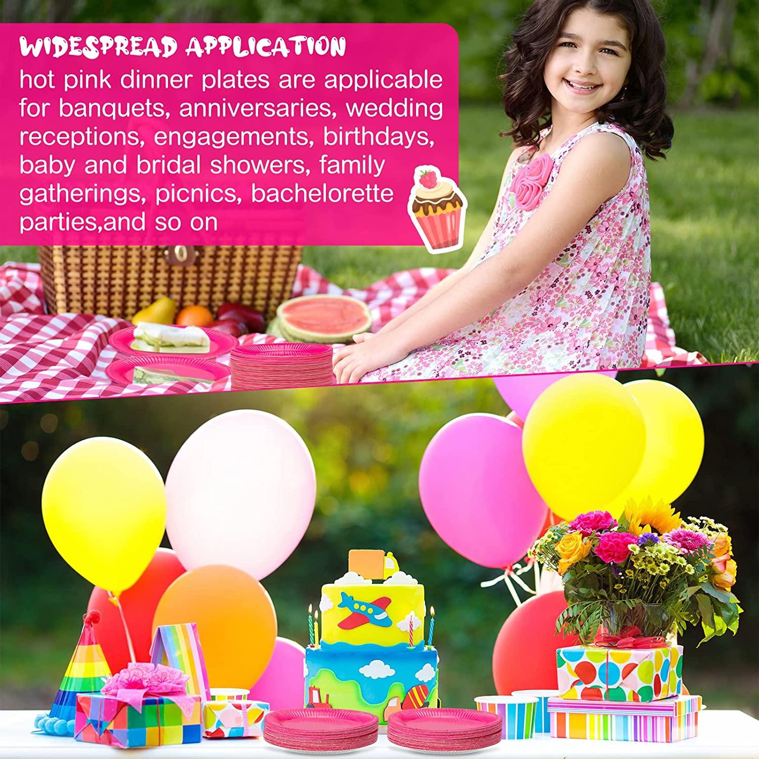 Dark Pink Paper Plates - Pack of 10 THEME PARTIES Pretty UR Party