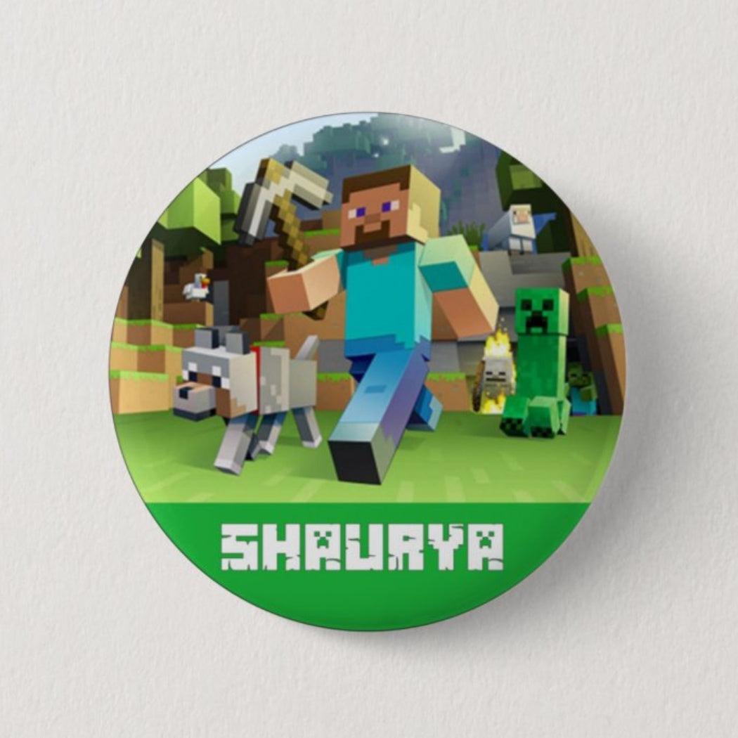 Minecraft theme Button Badges - Pack of 5 ACCESSORIES PRETTY UR PARTY