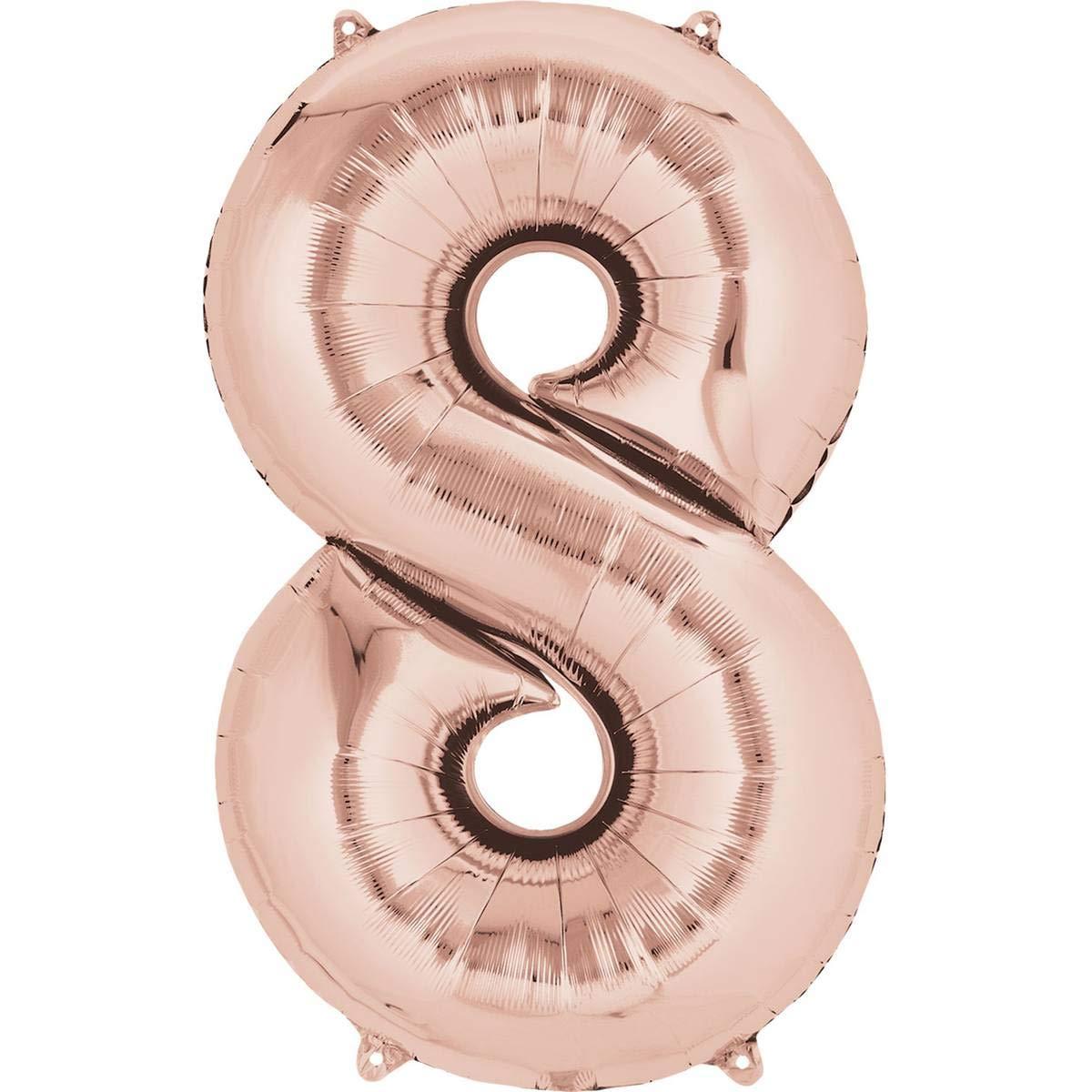 8 Number Foil Balloon THEME PARTIES Pretty UR Party 16 inch Rose Gold