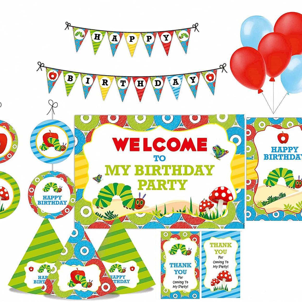 The Hungry Caterpillar Party Decorations Kit - 80 Pieces Combo Pack BIRTHDAYS Pretty UR Party