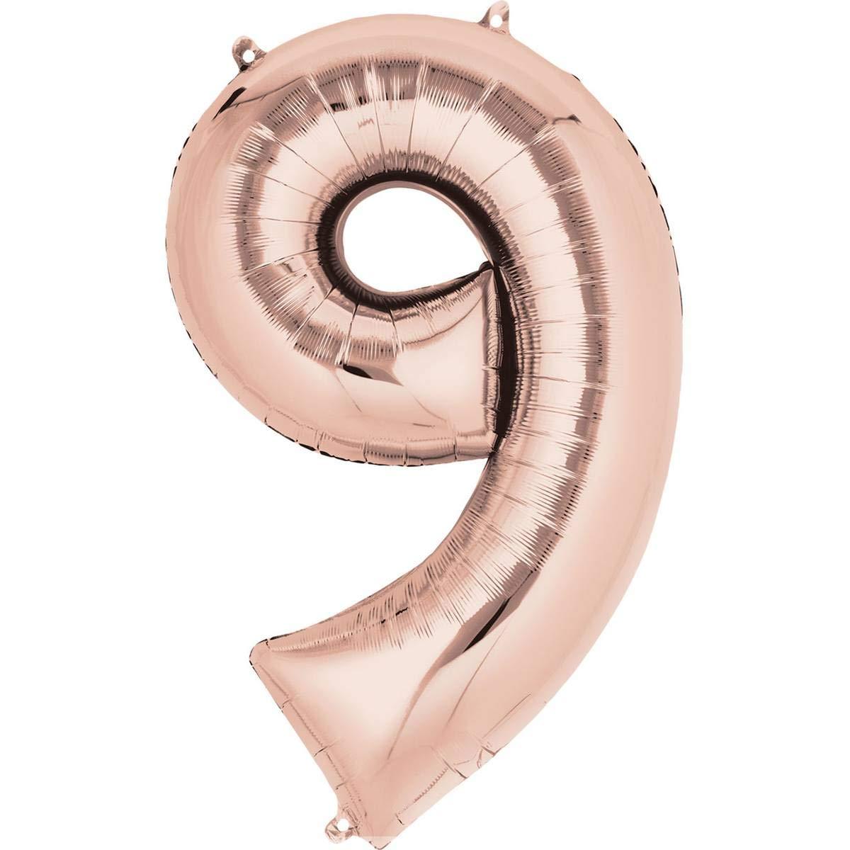 9 Number Foil Balloon ALL PARTY SUPPLIES Pretty UR Party 16 inch Rose Gold