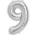 9 Number Foil Balloon ALL PARTY SUPPLIES Pretty UR Party 16 inch Silver