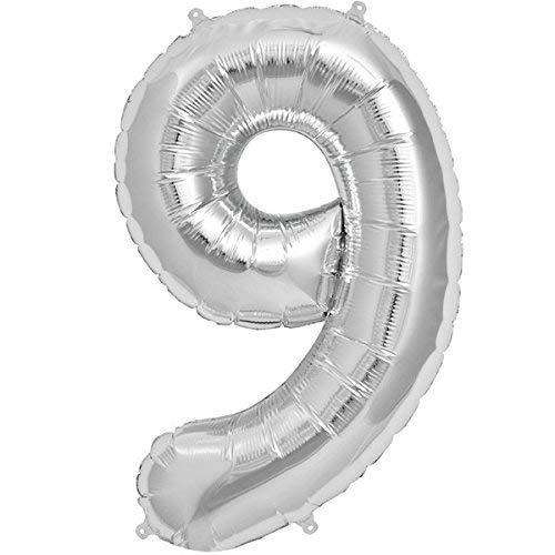 9 Number Foil Balloon ALL PARTY SUPPLIES Pretty UR Party 16 inch Silver