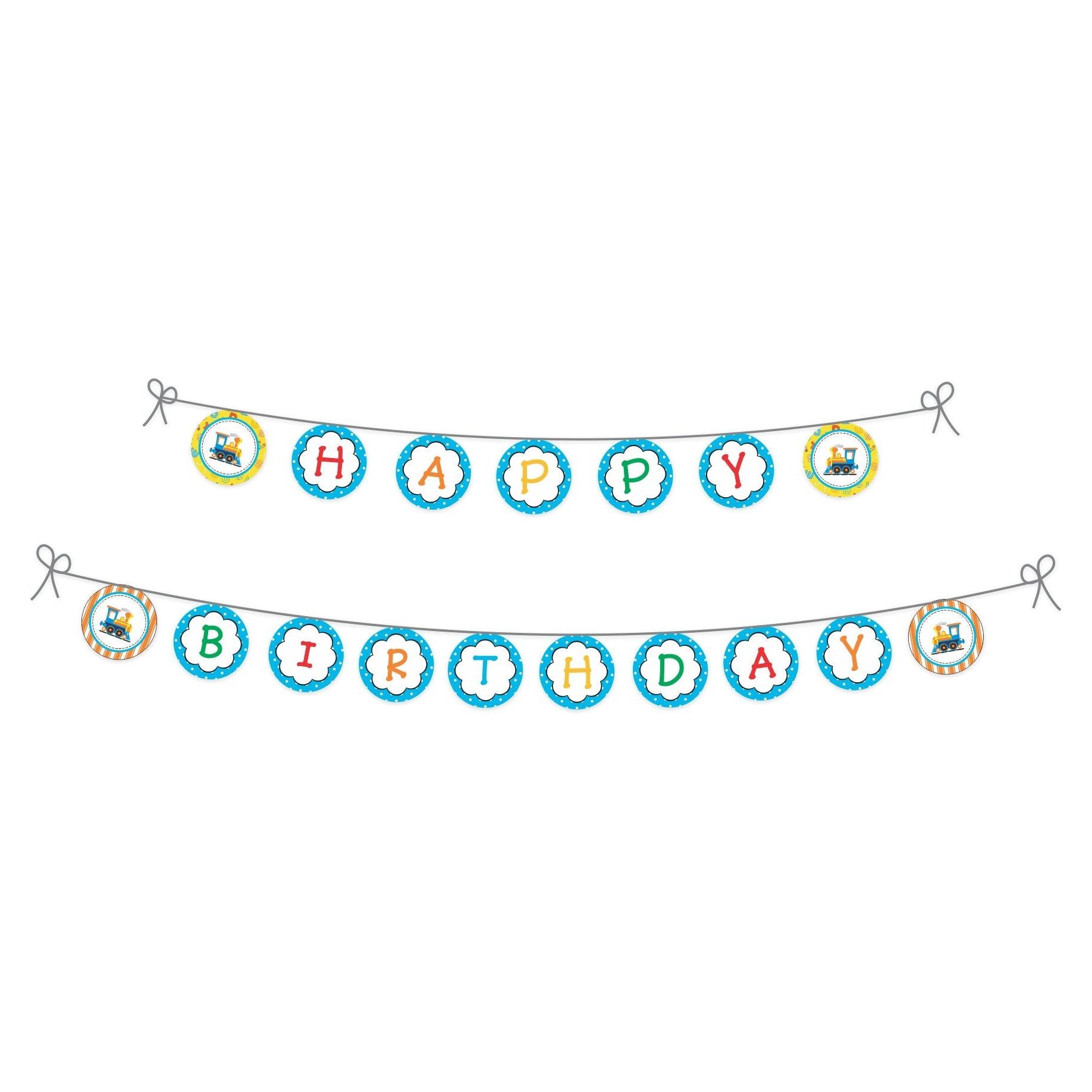 Alphabets and Train theme Bunting THEME PARTIES Pretty UR Party