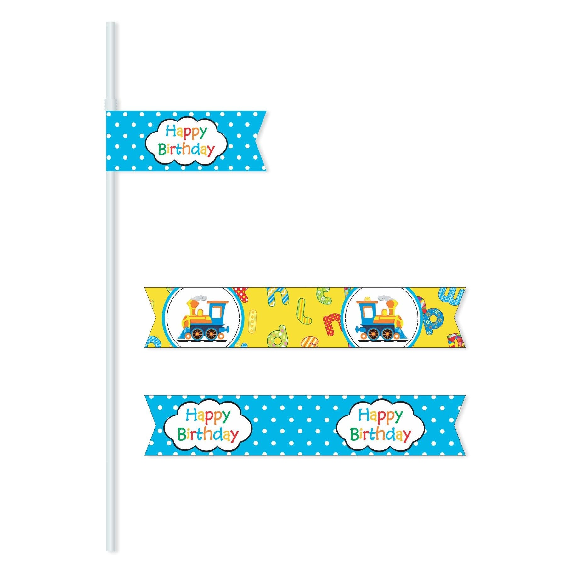 Alphabets and Train theme Drink Straws THEME PARTIES Pretty UR Party