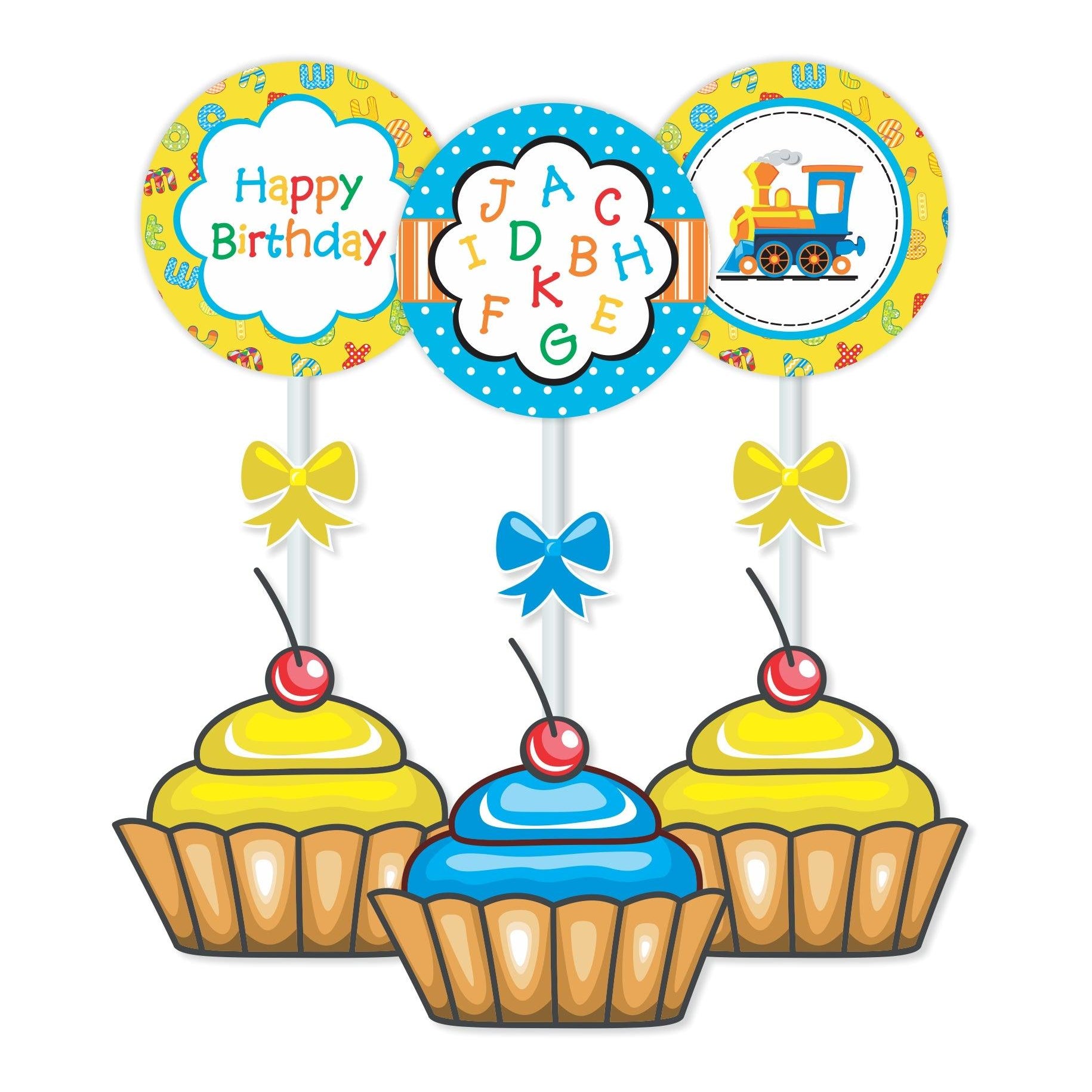 Alphabets and Train theme Cupcake / Food Toppers THEME PARTIES Pretty UR Party