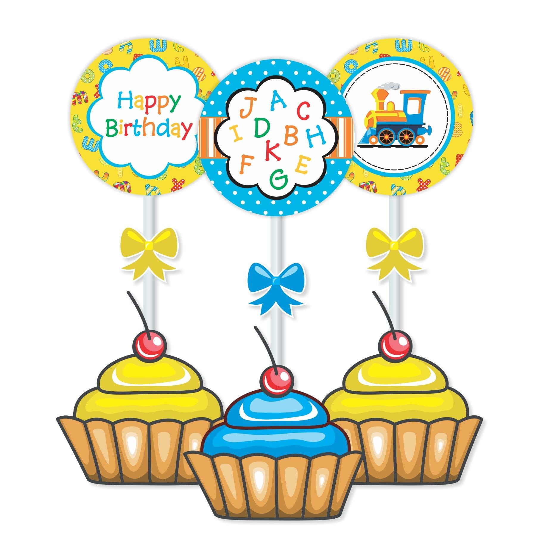 Alphabets and Train theme Cupcake / Food Toppers THEME PARTIES Pretty UR Party