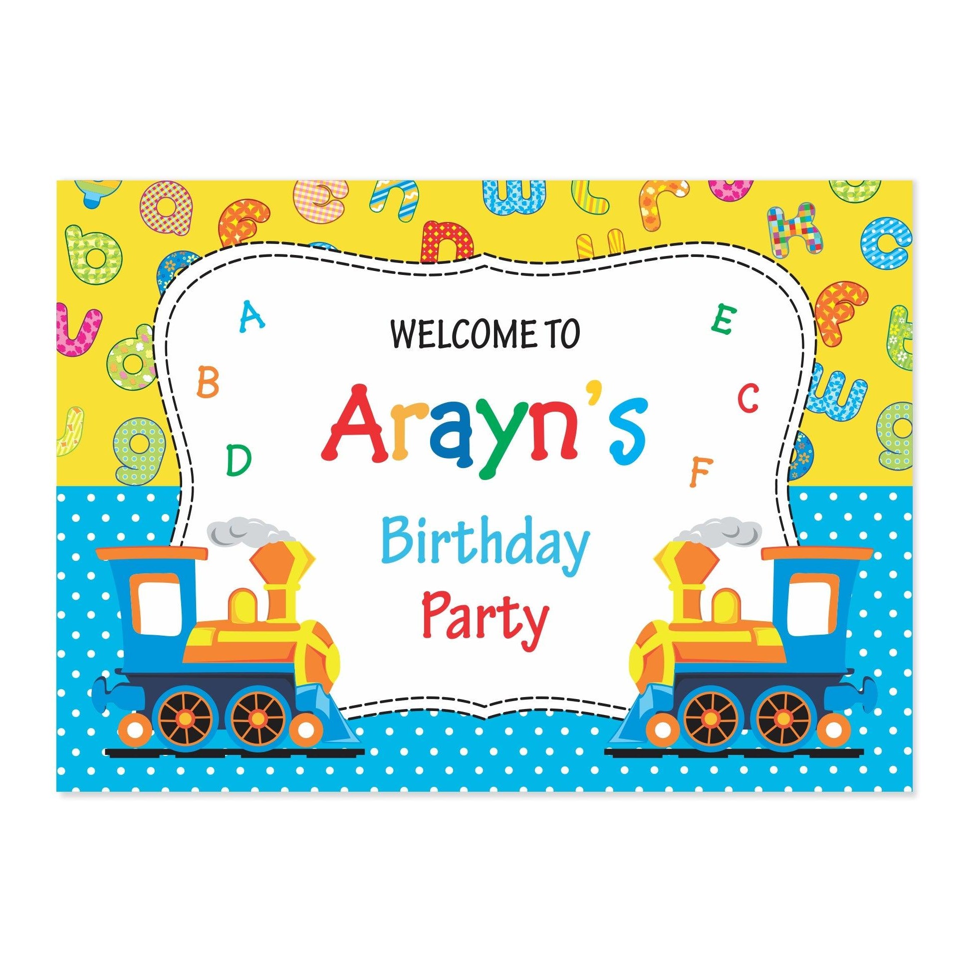 Alphabets and Train theme Entrance Banner / Door Sign THEME PARTIES Pretty UR Party