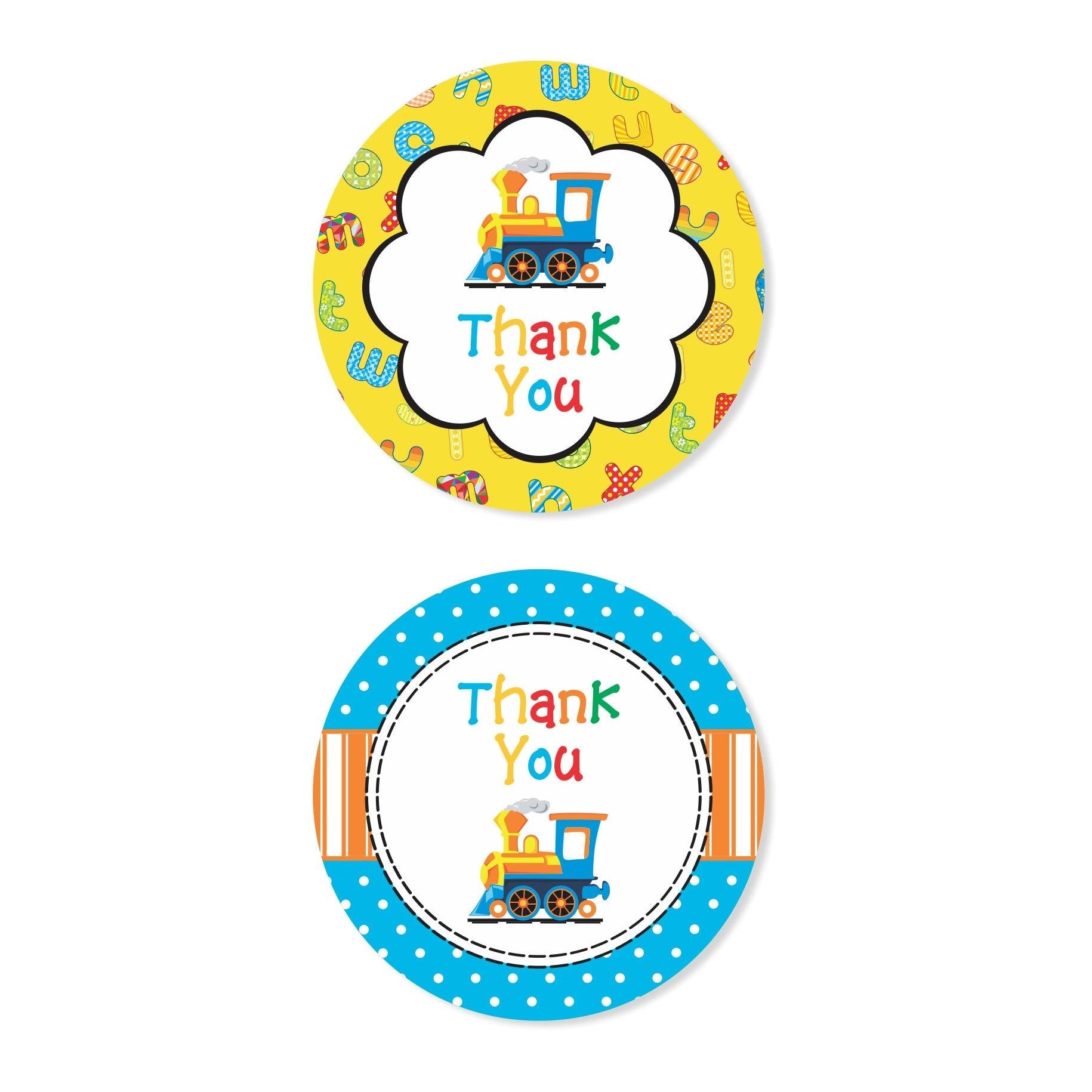 Alphabets and Train theme Thank you Tags THEME PARTIES Pretty UR Party