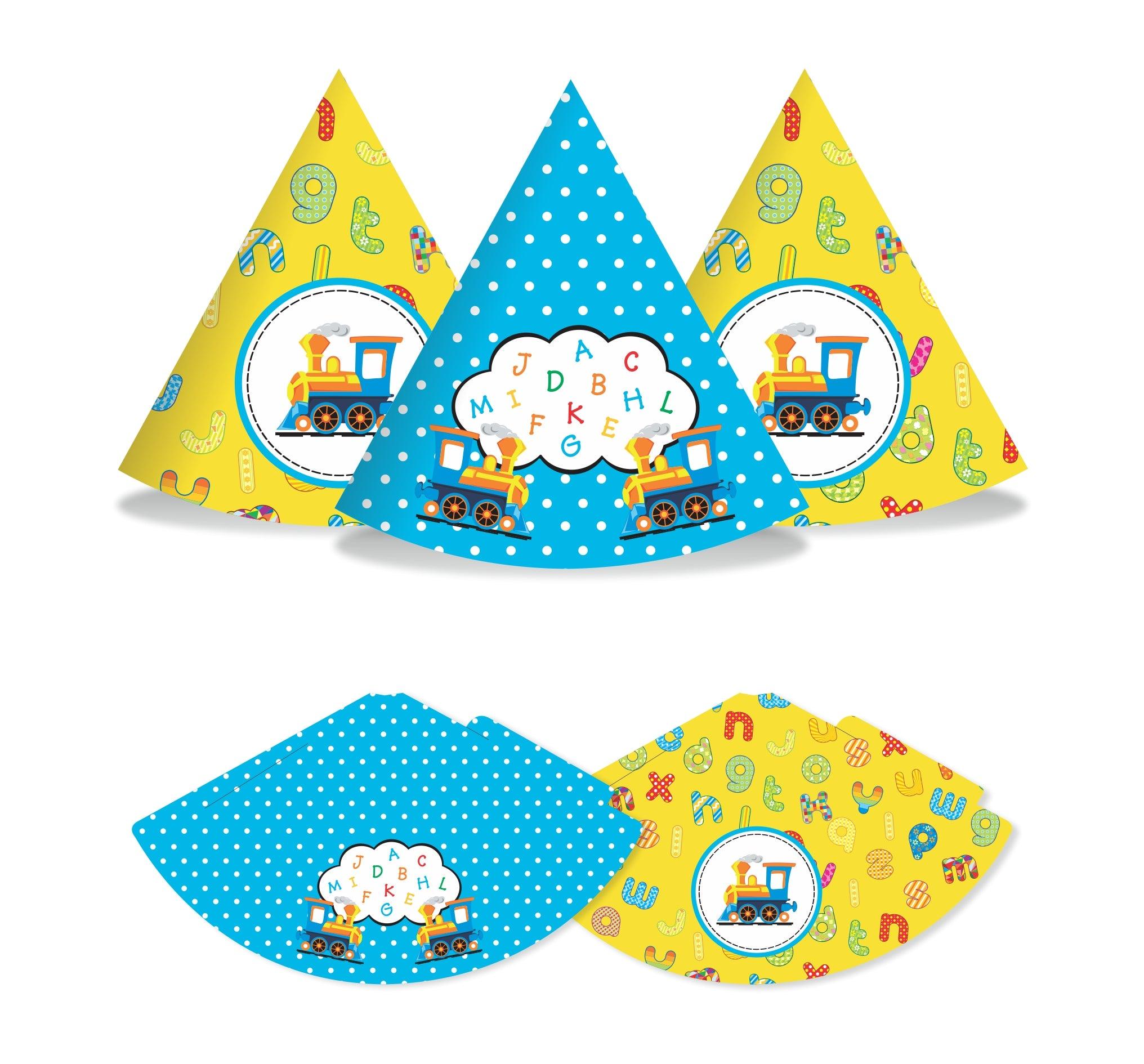 Alphabets and Train theme Hats - Pack of 10 THEME PARTIES Pretty UR Party