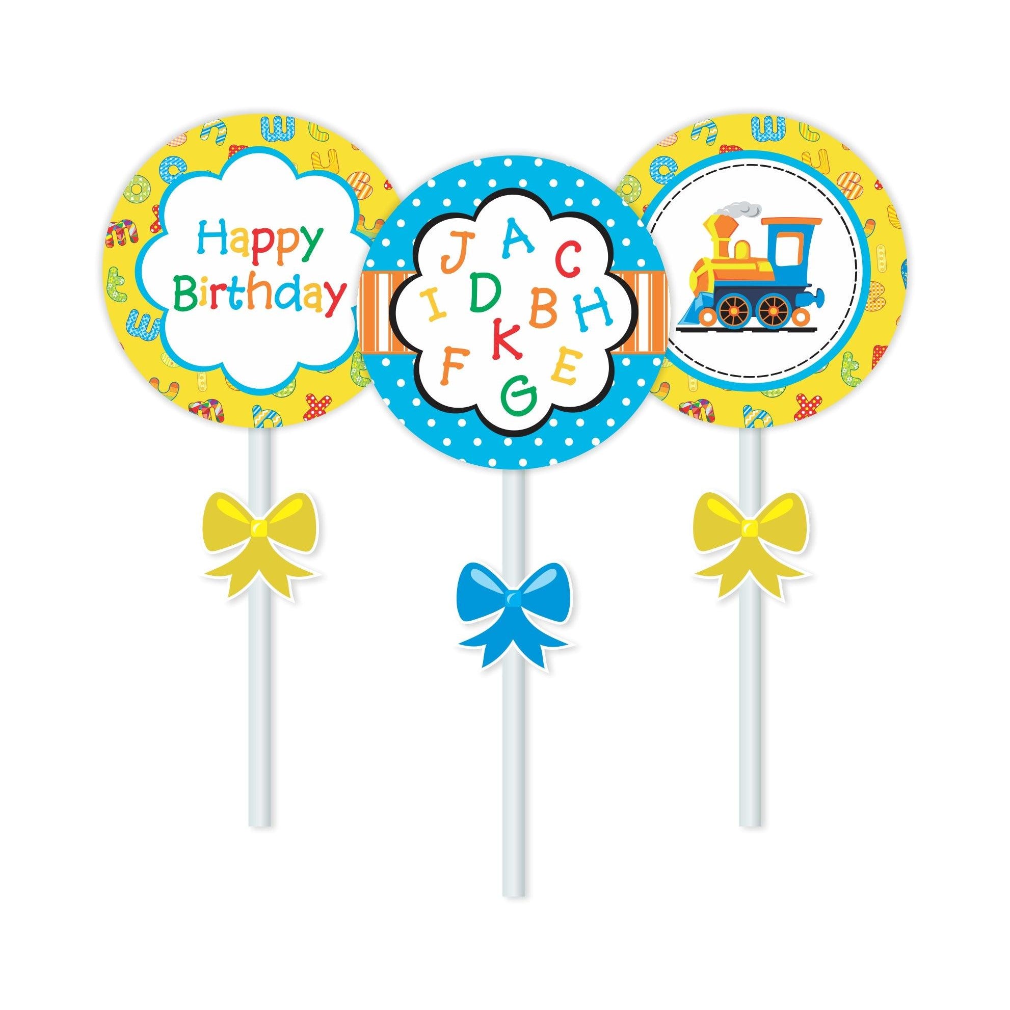 Alphabets and Train theme Cupcake / Food Toppers THEME PARTIES Pretty UR Party