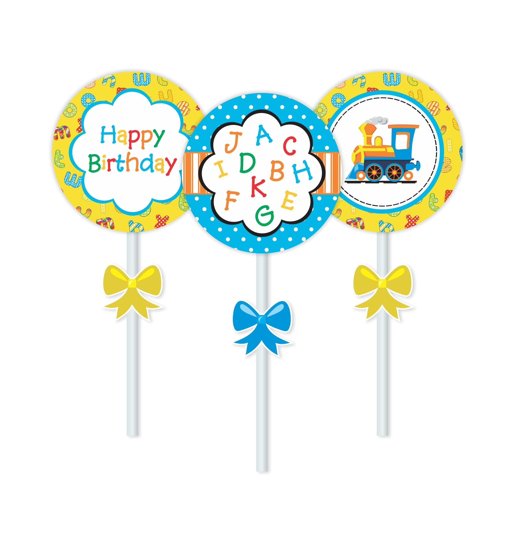 Alphabets and Train theme Cupcake / Food Toppers THEME PARTIES Pretty UR Party