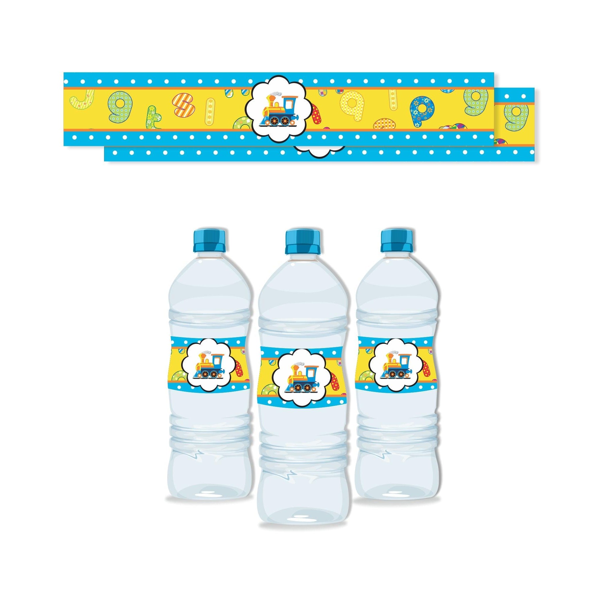 Alphabets and Train theme Water Bottle Labels THEME PARTIES Pretty UR Party