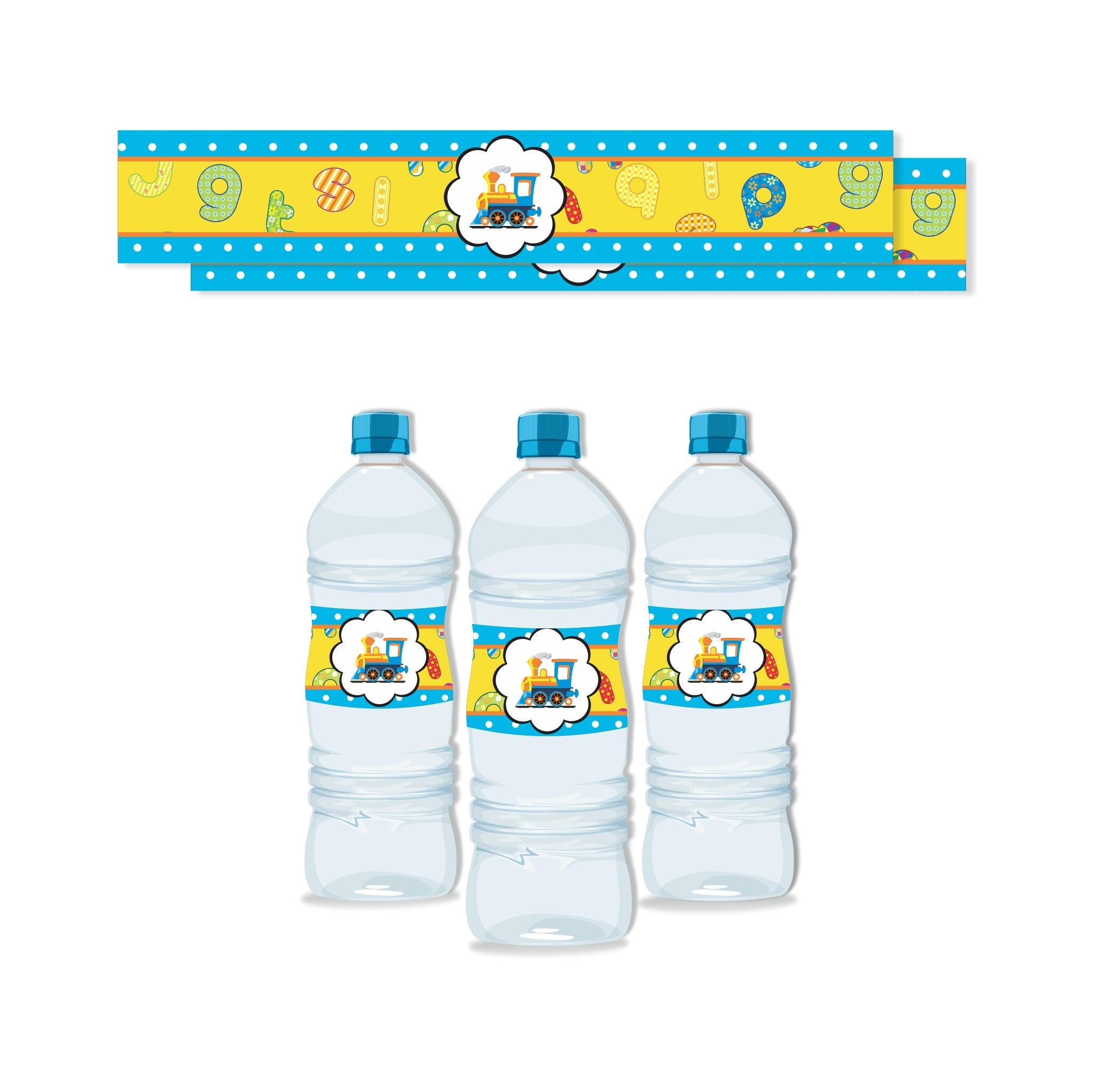 Alphabets and Train theme Water Bottle Labels THEME PARTIES Pretty UR Party