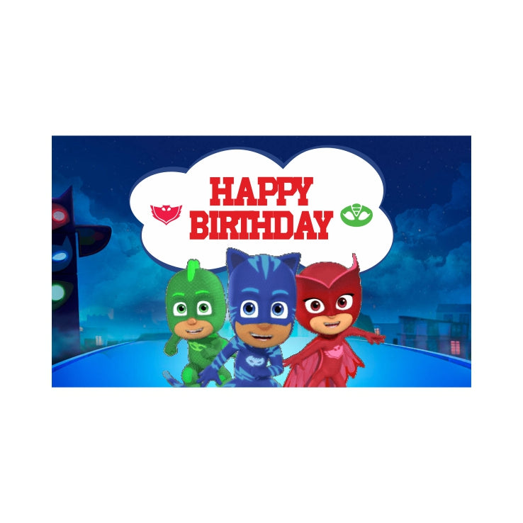 PJ Masks Theme Backdrop PERSONALISED Pretty UR Party