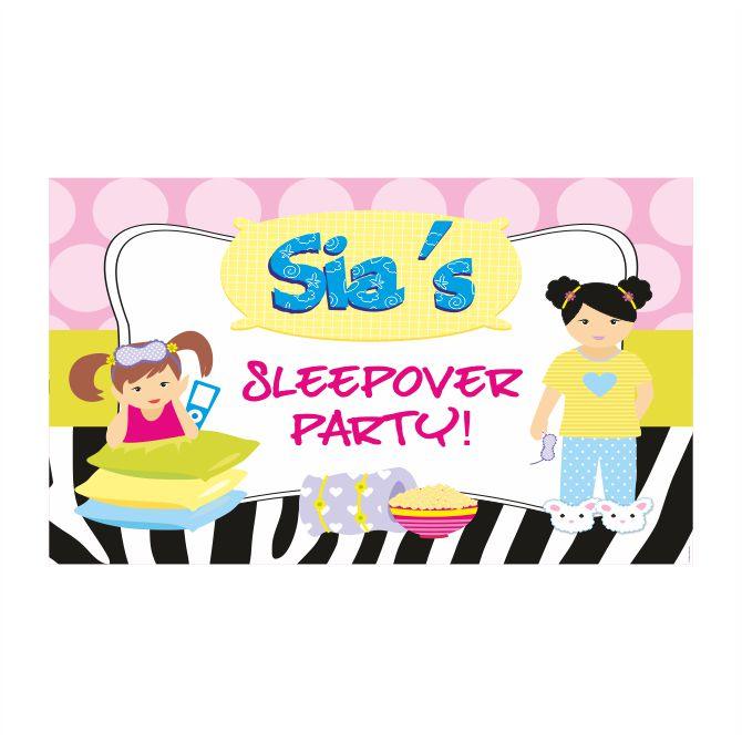 Slumber / Sleepover Birthday Theme Backdrop PERSONALISED Pretty UR Party