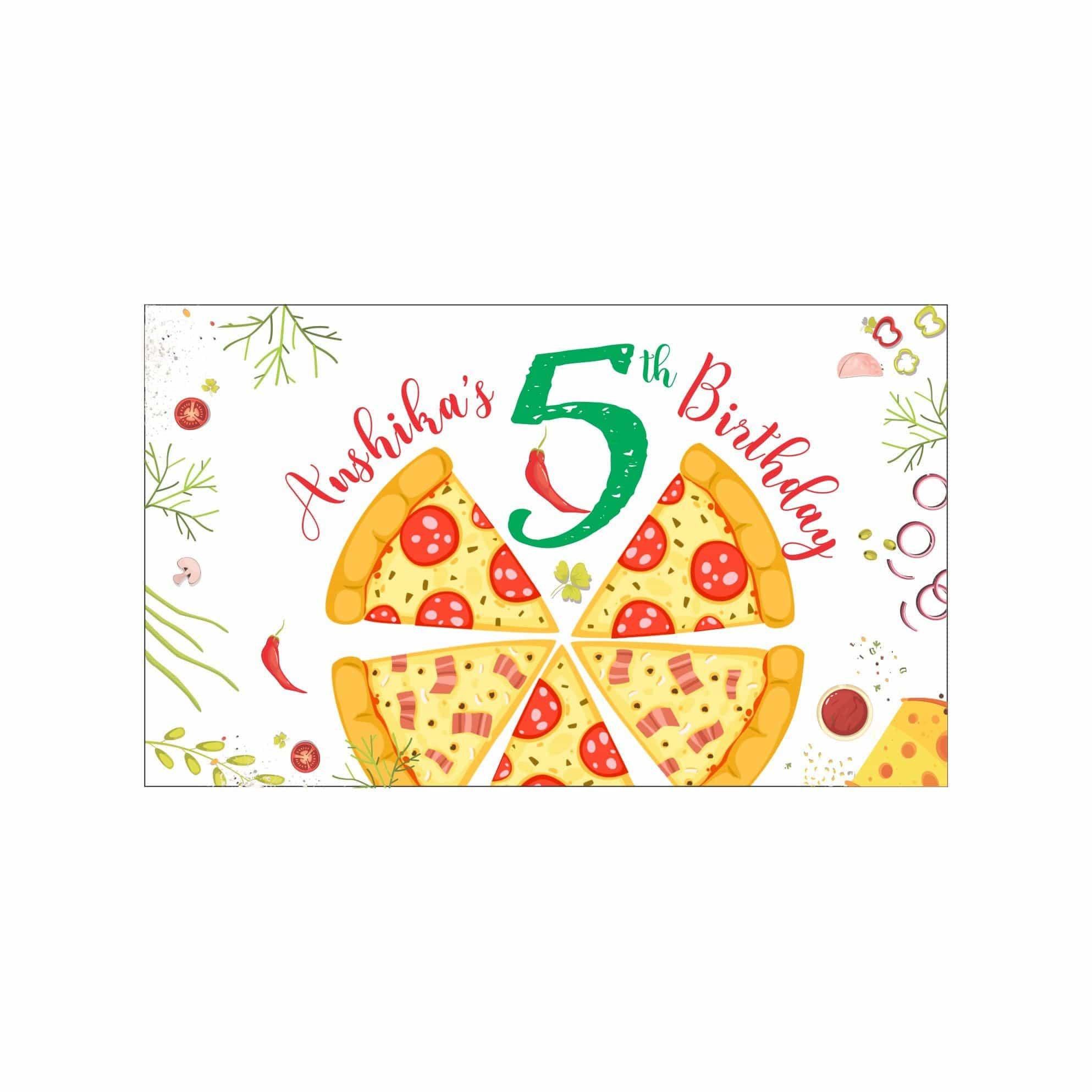 Pizza Party Theme Backdrop PERSONALISED Pretty UR Party