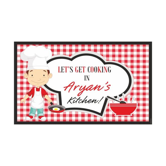 Little Chef Red Theme Backdrop PERSONALISED Pretty UR Party