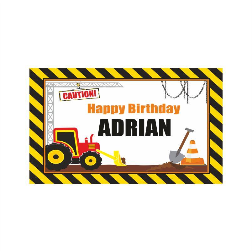 New Construction Theme Backdrop PERSONALISED Pretty UR Party