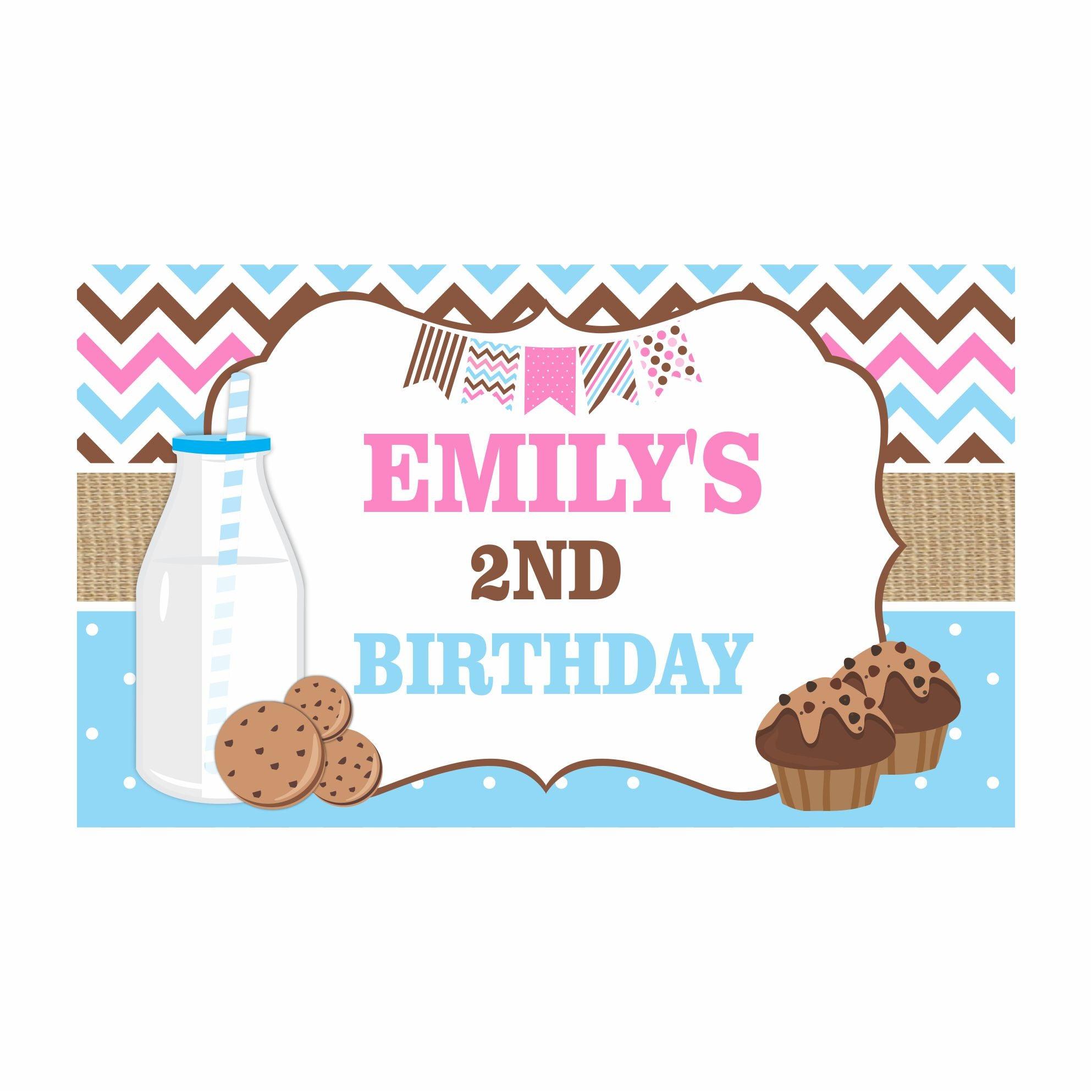 Milk and Cookies Theme Backdrop PERSONALISED Pretty UR Party