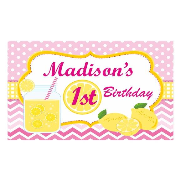 Pink lemonade 1st Birthday Theme Backdrop PERSONALISED Pretty UR Party