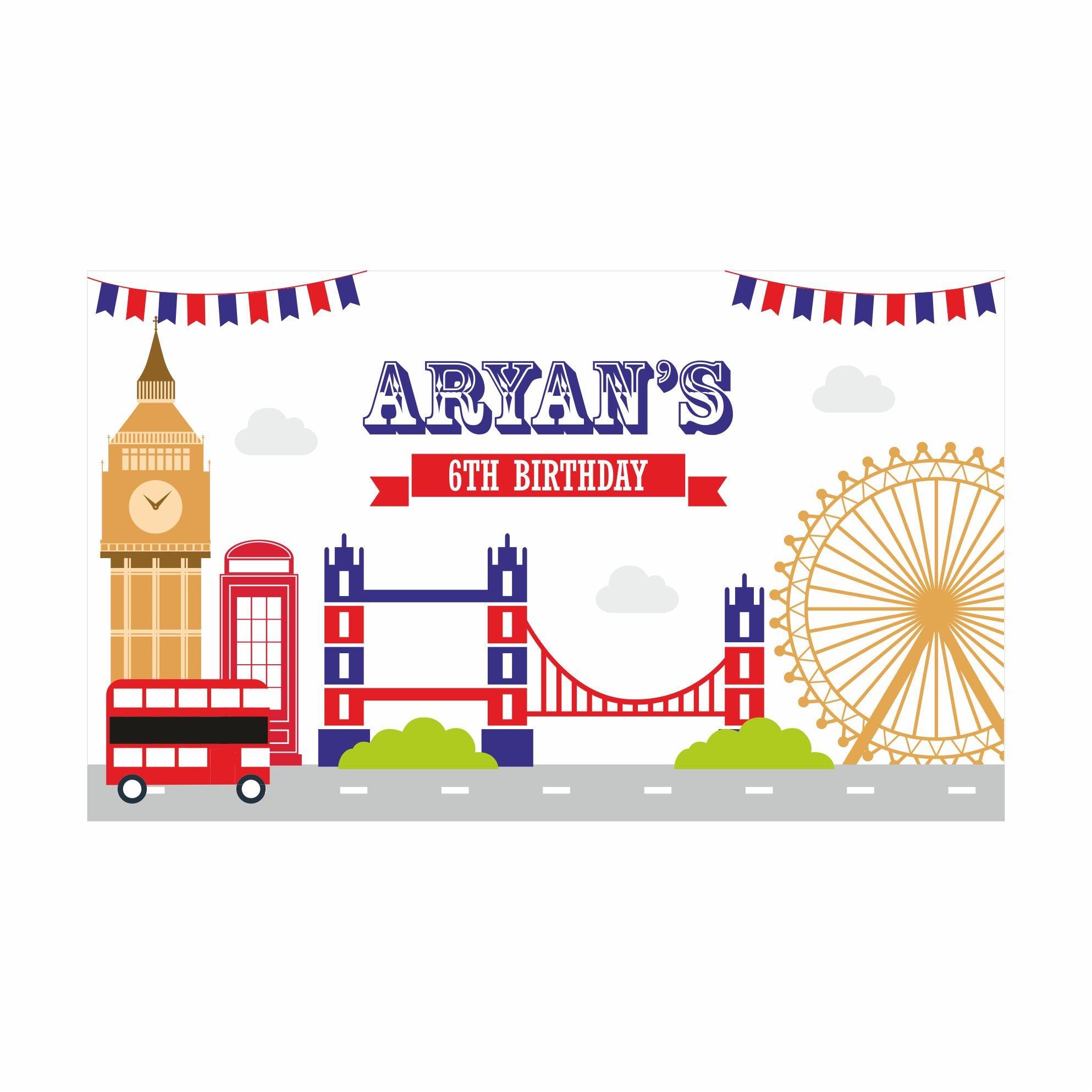 London Theme Backdrop PERSONALISED Pretty UR Party