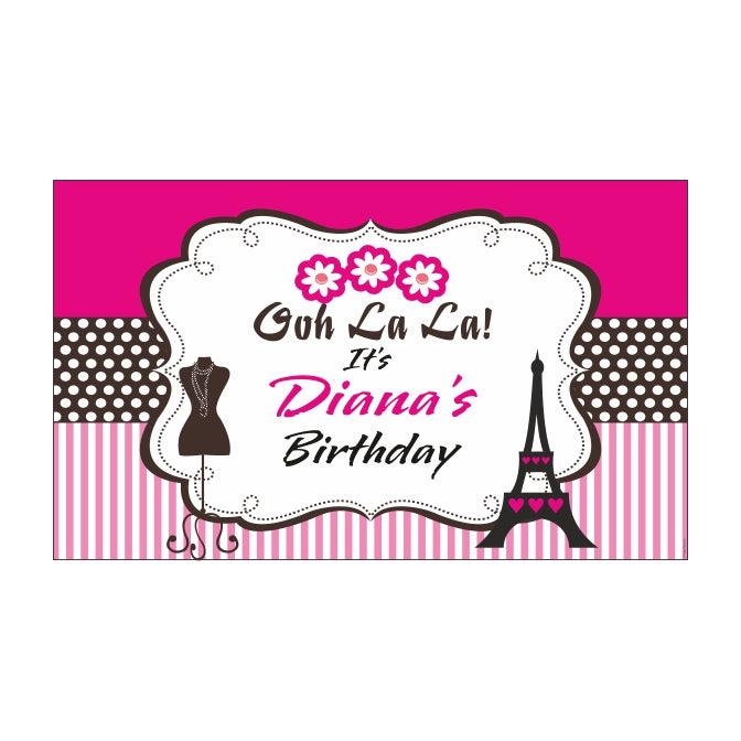 Paris Theme Backdrop PERSONALISED Pretty UR Party