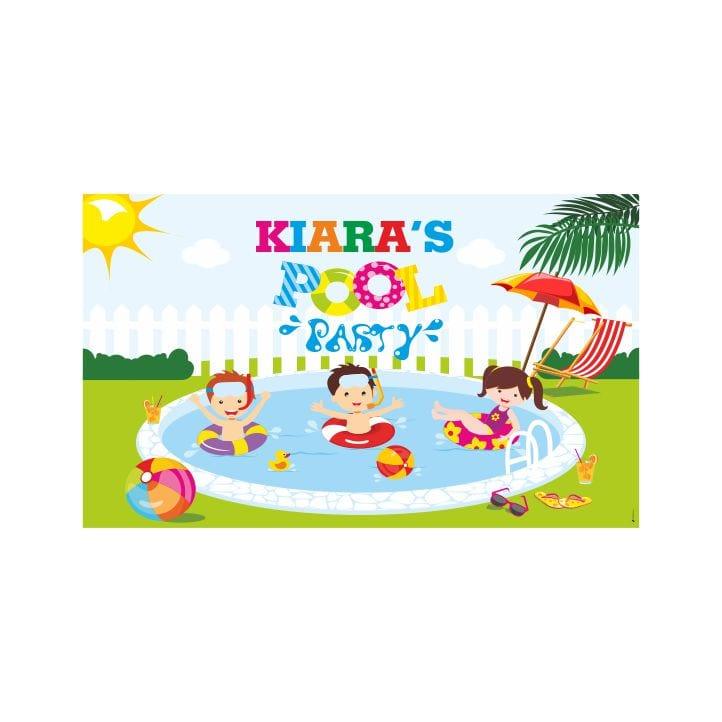 Pool Party Theme Backdrop PERSONALISED Pretty UR Party