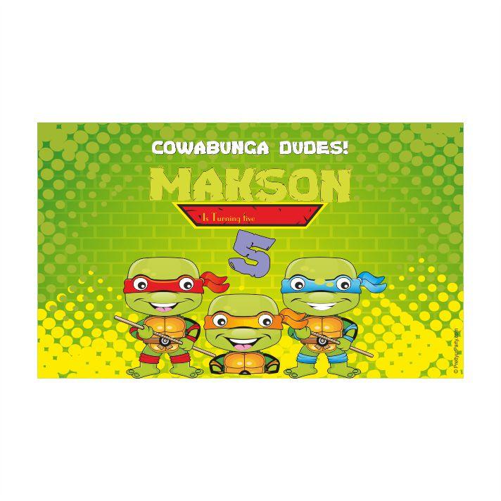 Ninja Turtles Theme Backdrop PERSONALISED Pretty UR Party