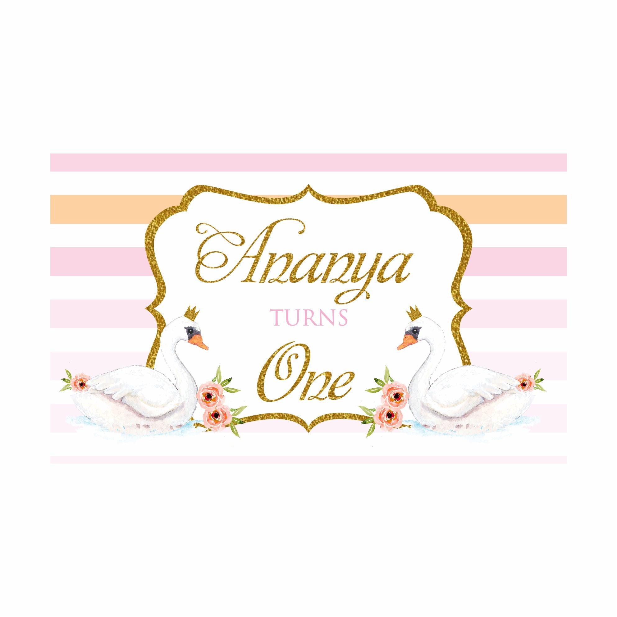 Swan Theme Backdrop PERSONALISED Pretty UR Party