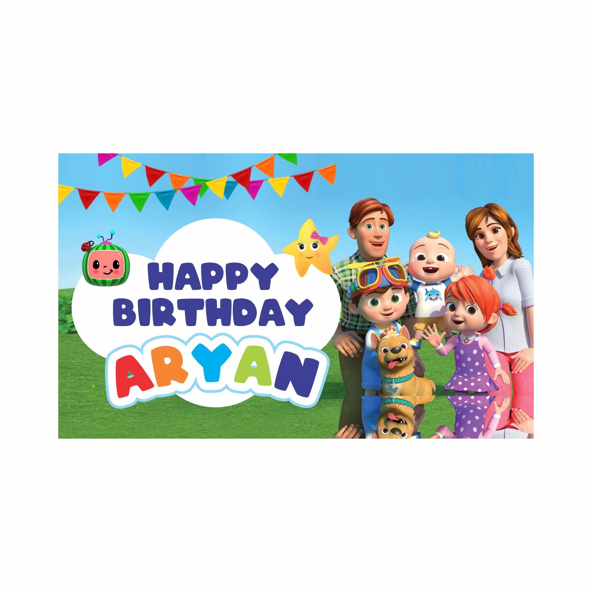 Cocomelon Theme Backdrop PERSONALISED Pretty UR Party