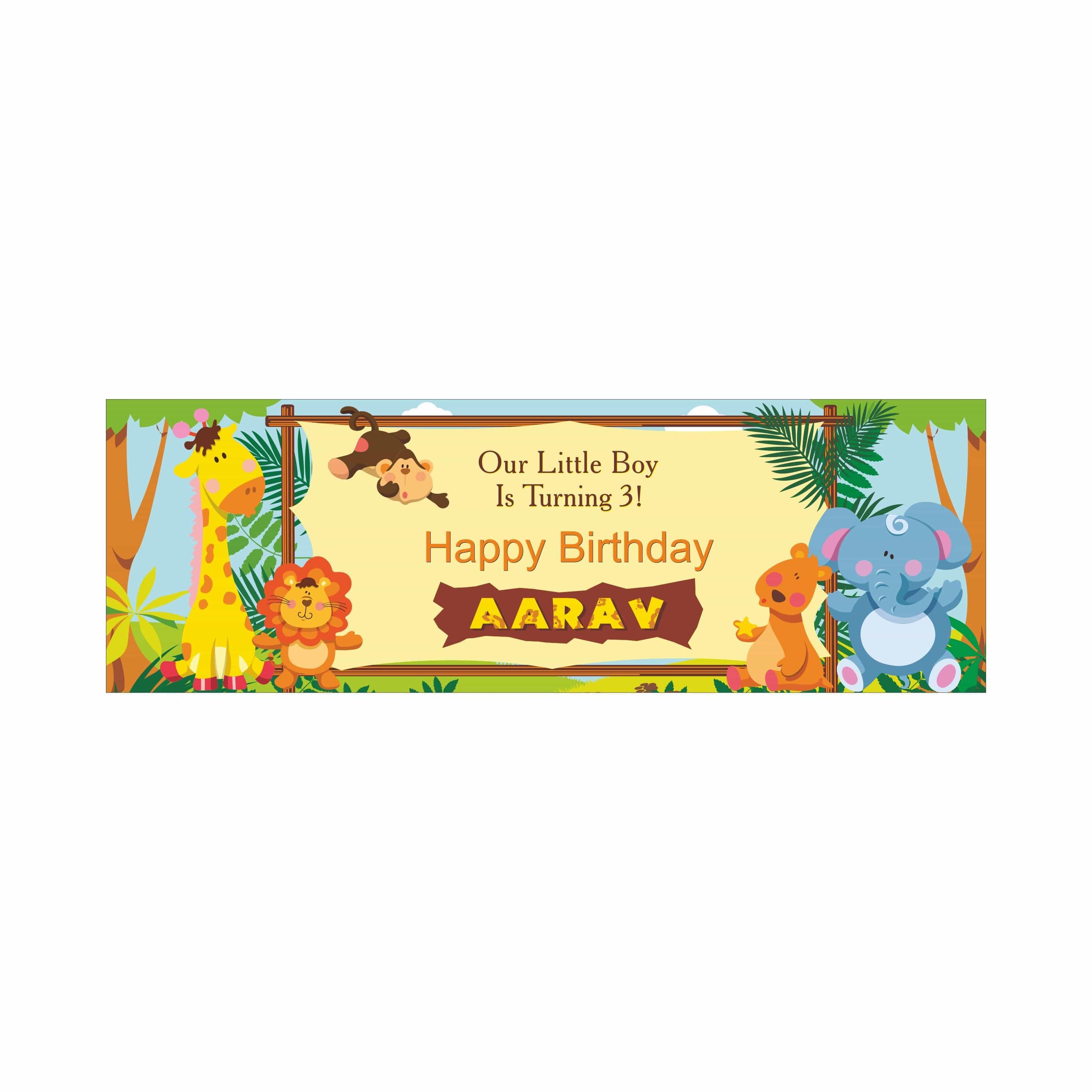 Personalized Jungle Birthday Banner 30in ALL PARTY SUPPLIES Pretty UR Party